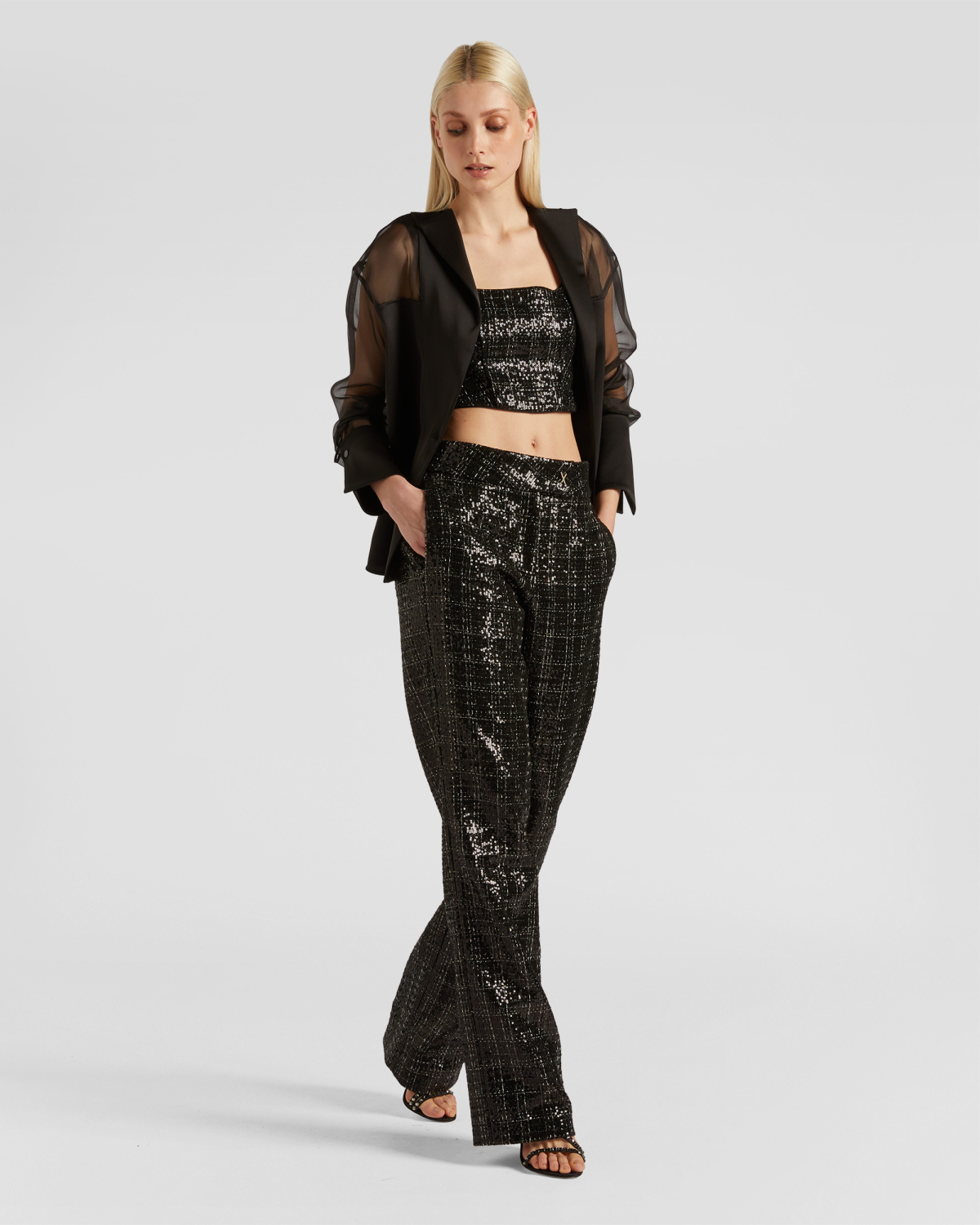 Plaid tweed pants with sequins | Fall Winter 2025 | Genny