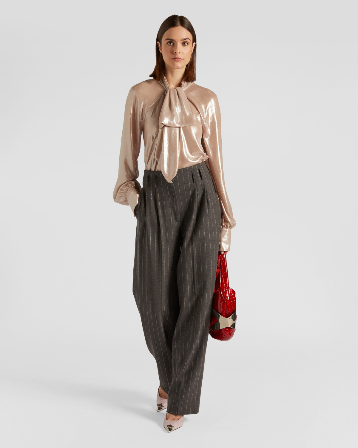 Pinstripe wool wide-leg pants | Fall Winter 2025 | Genny