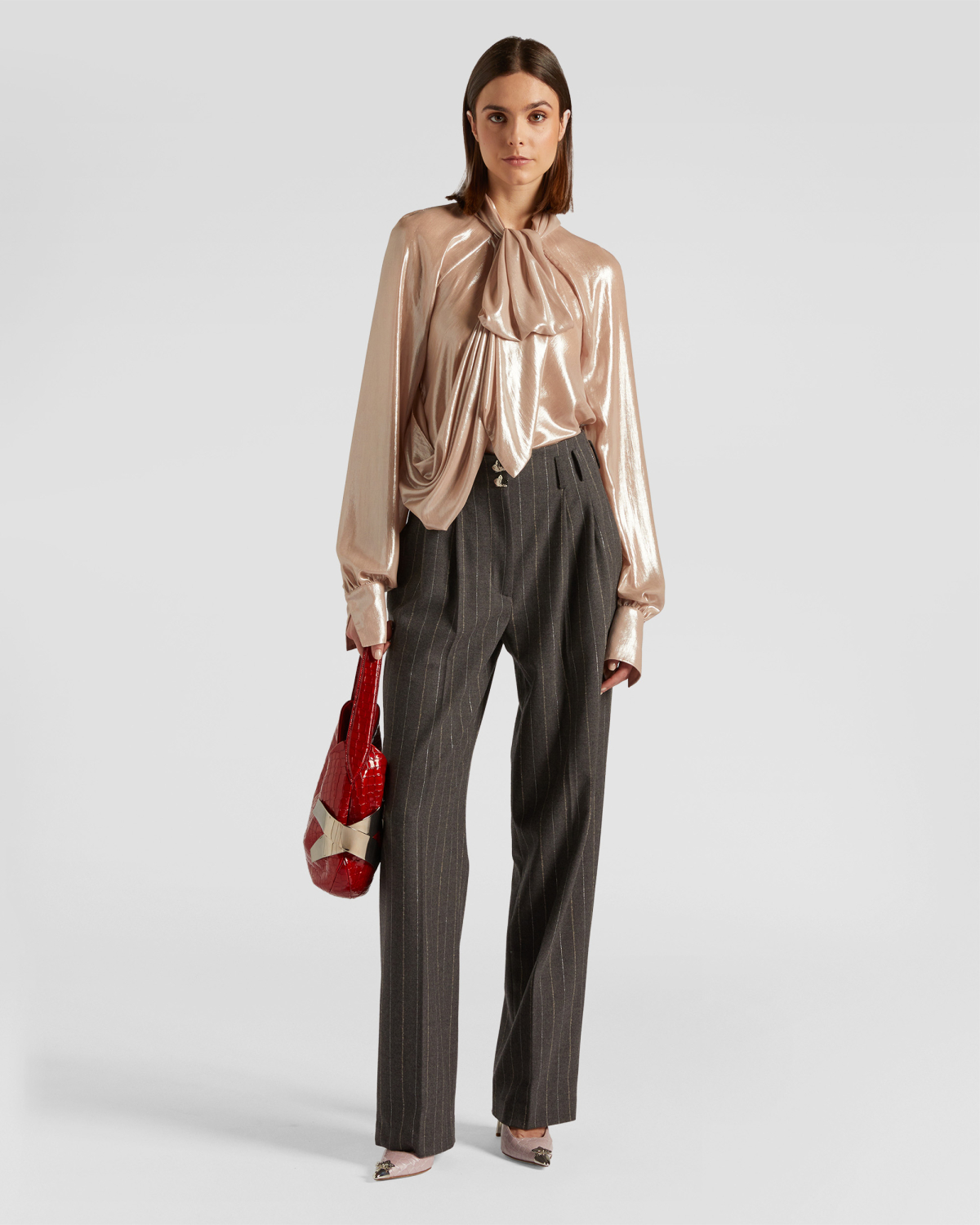 Pinstripe wool wide-leg pants | Fall Winter 2025 | Genny