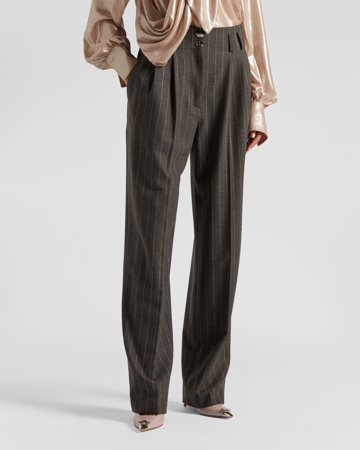 Pinstripe wool wide-leg pants | Fall Winter 2025 | Genny