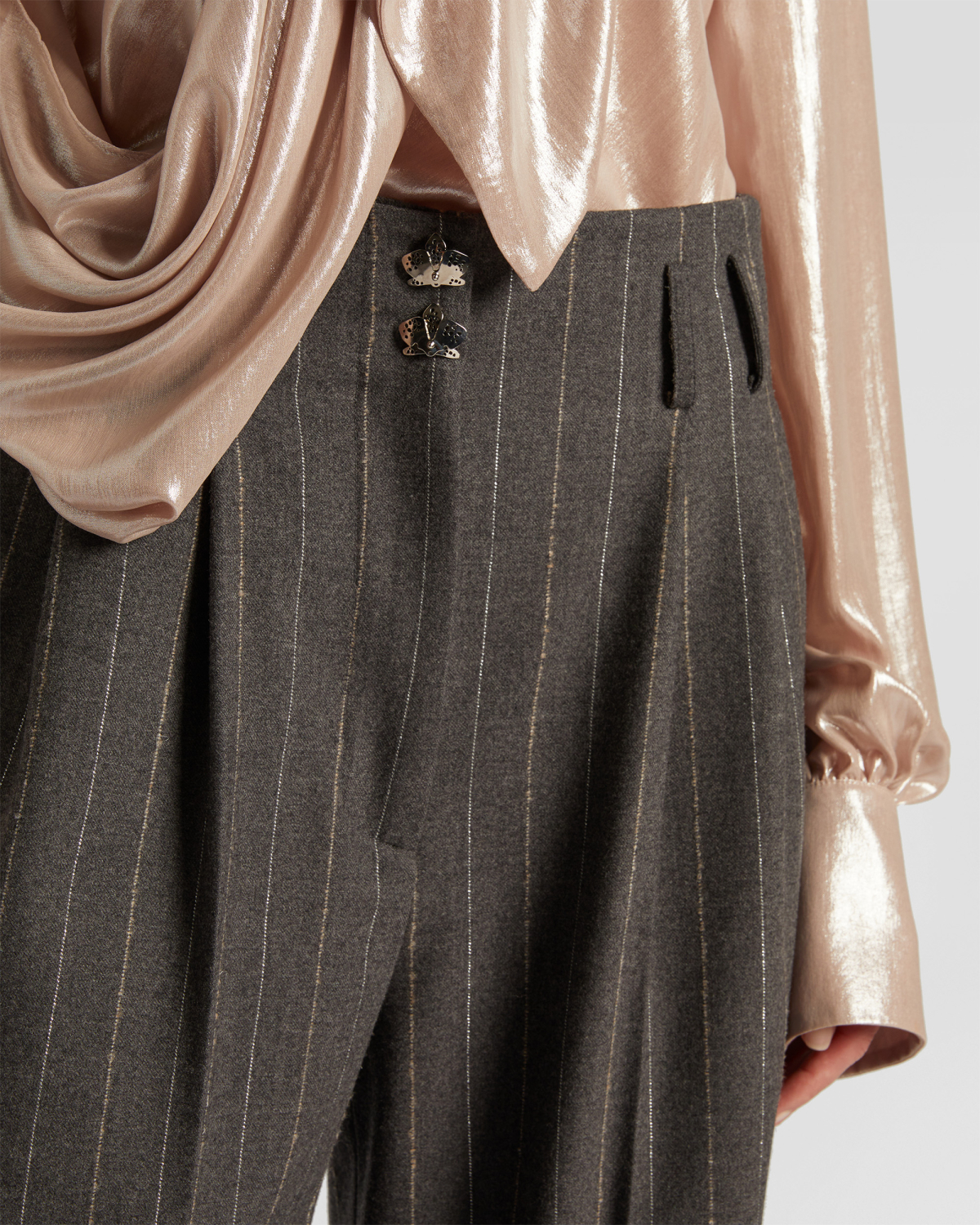 Pinstripe wool wide-leg pants | Fall Winter 2025 | Genny