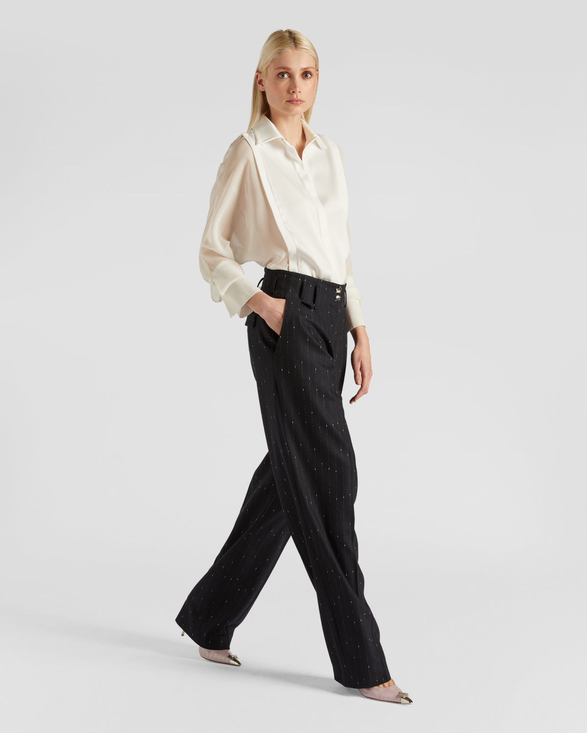 Pinstripe wool-blend pants | Fall Winter 2025 | Genny