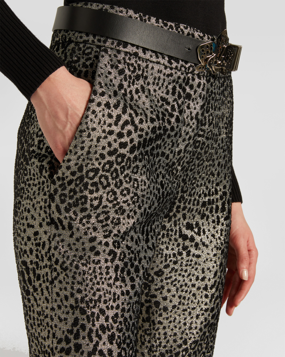 Animalier lurex jacquard pants | Fall Winter 2025 | Genny