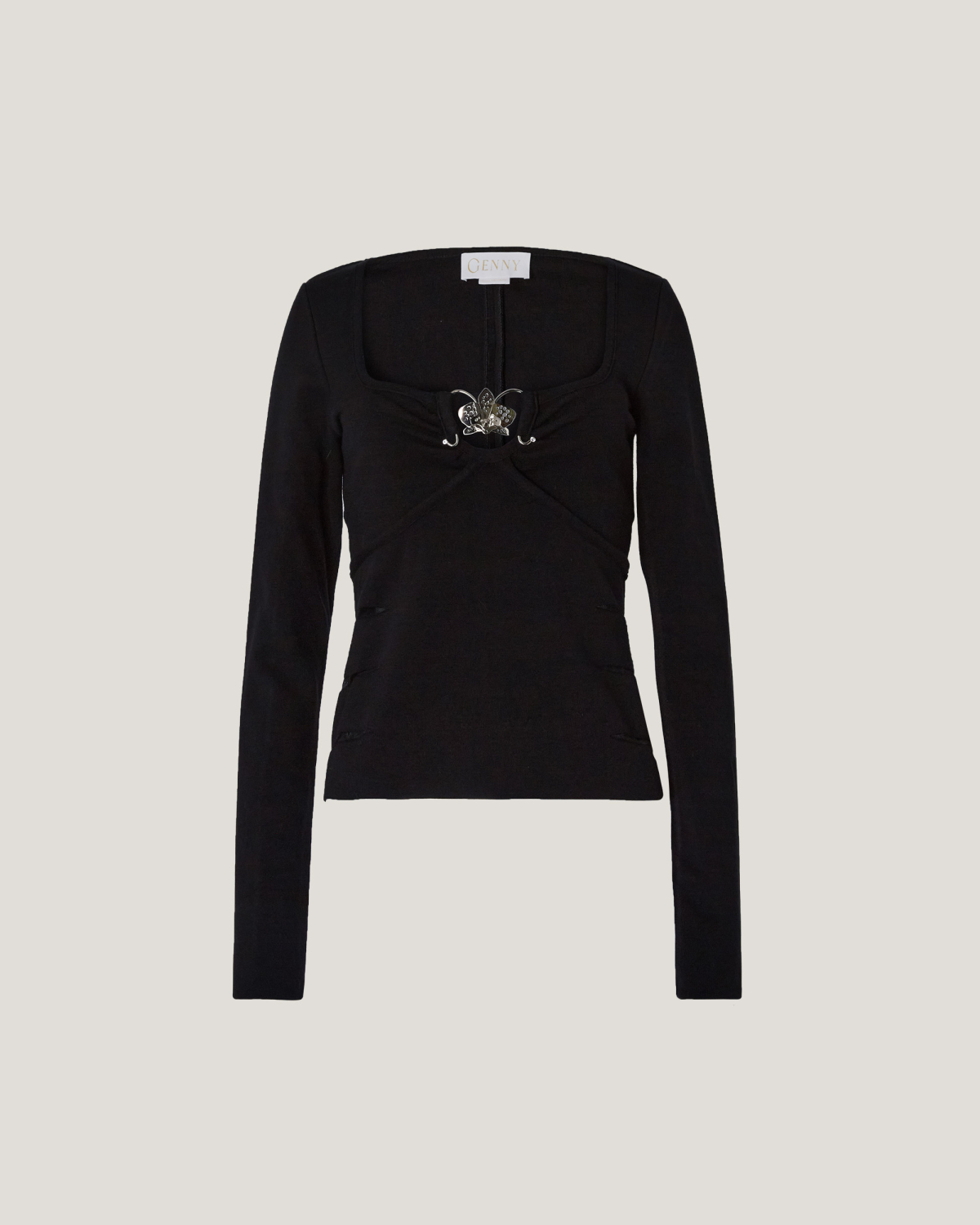 Knit top with transparent details and orchid | Sweaters, Sweaters, Fall Winter 2025 | Genny