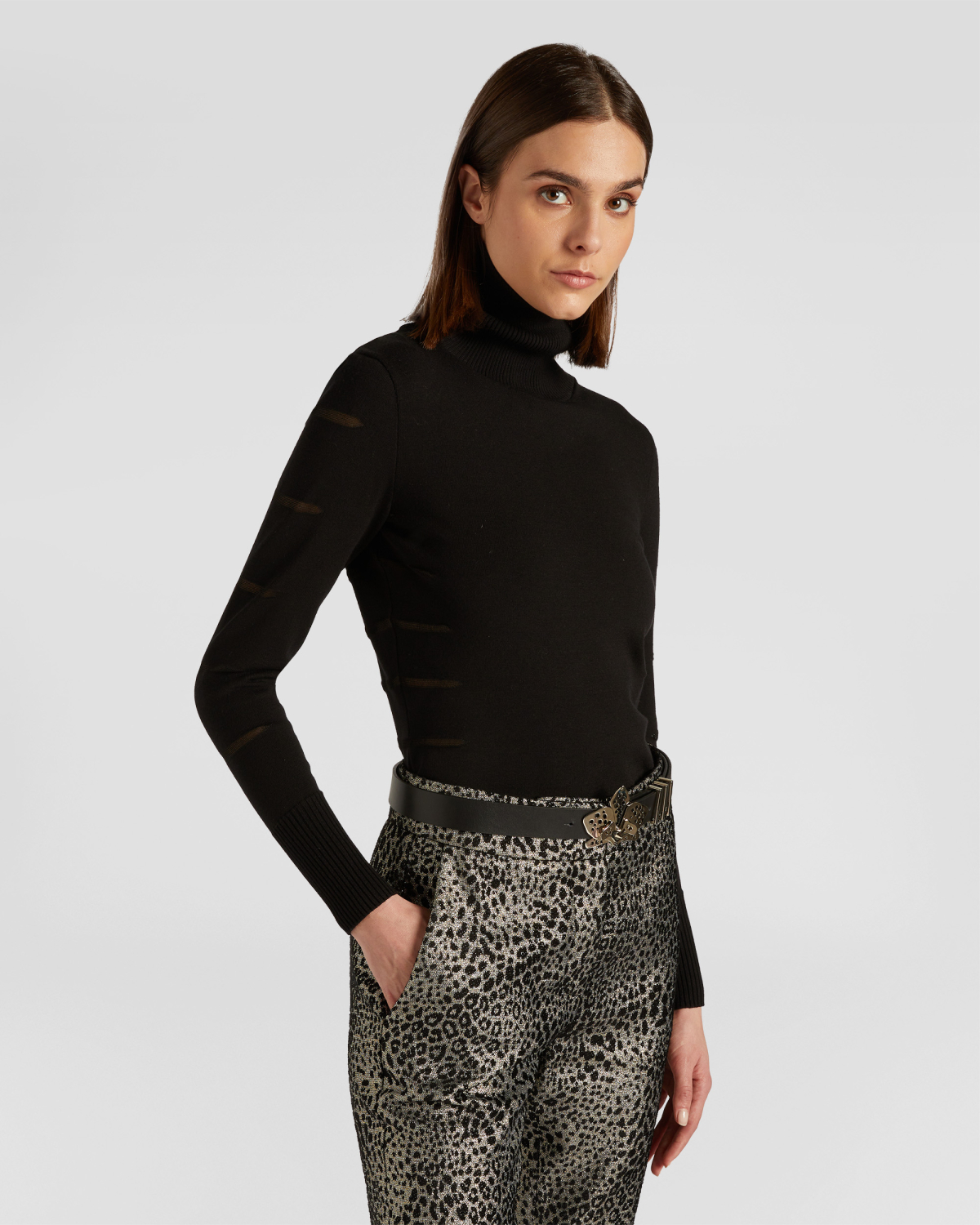 Sweater with High Neck and Sheer Details | Sweaters, Sweaters, Fall Winter 2025 | Genny