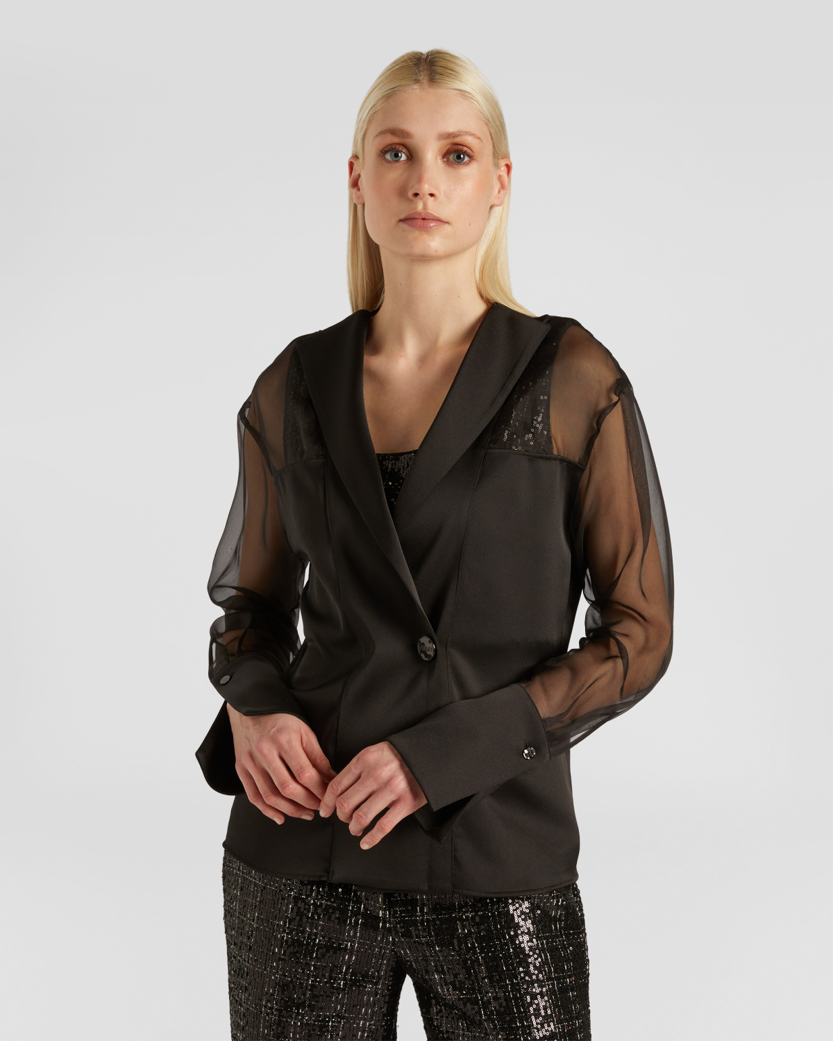 Sheer silk-blend shirt | Fall Winter 2025 | Genny