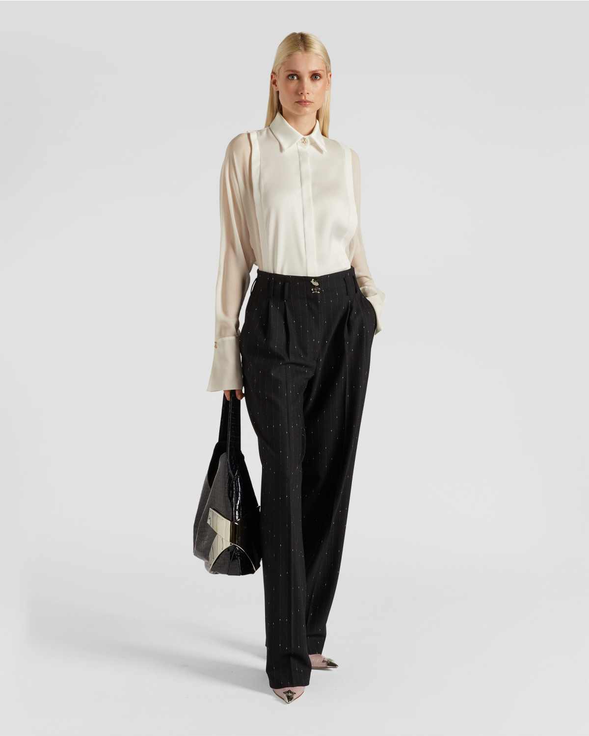 Silk shirt with sheer sleeves | Fall Winter 2025 | Genny