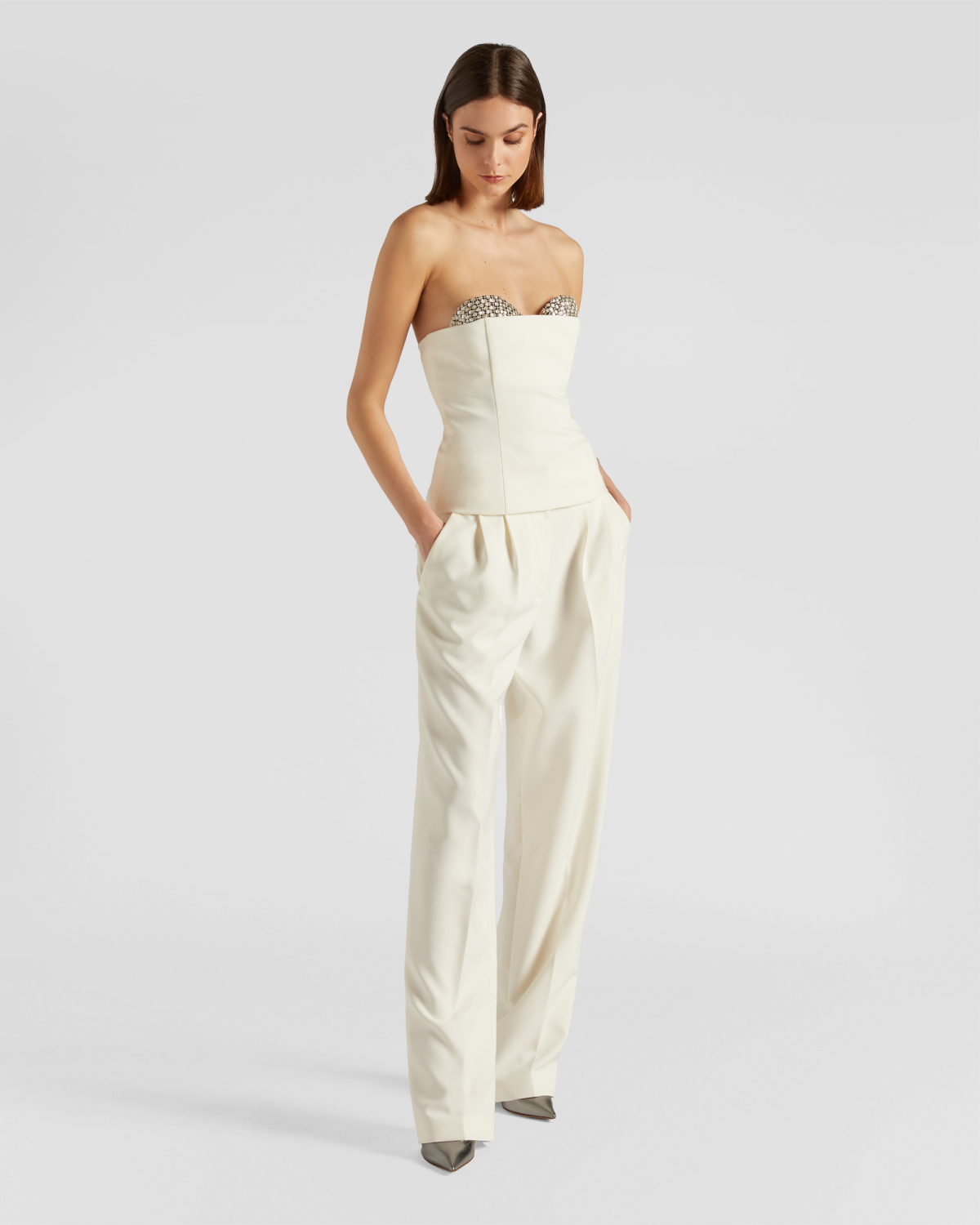 Top with rhinestone-embroidered cups | Fall Winter 2025, Strass | Genny