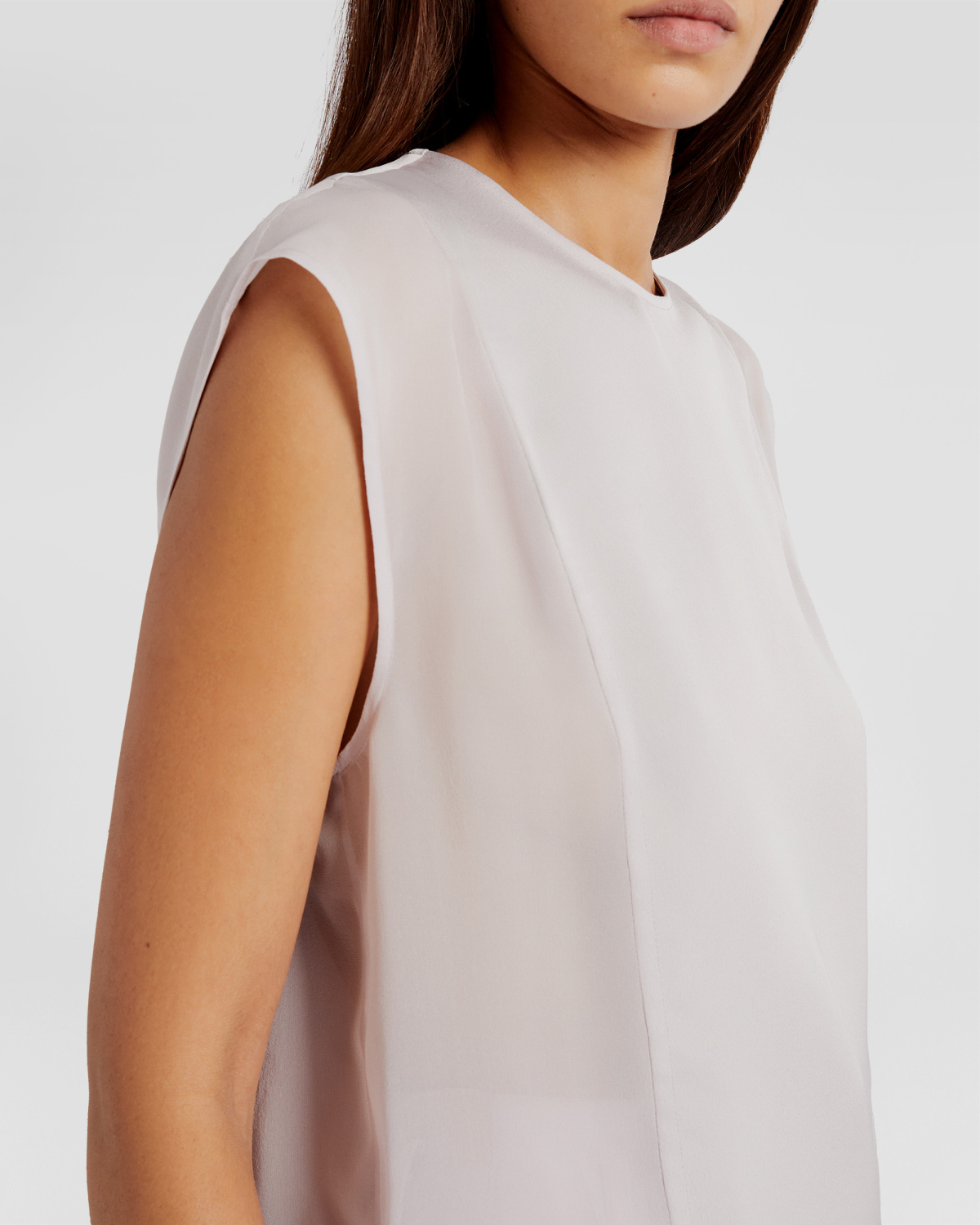 Top with sheer silk details | | Genny
