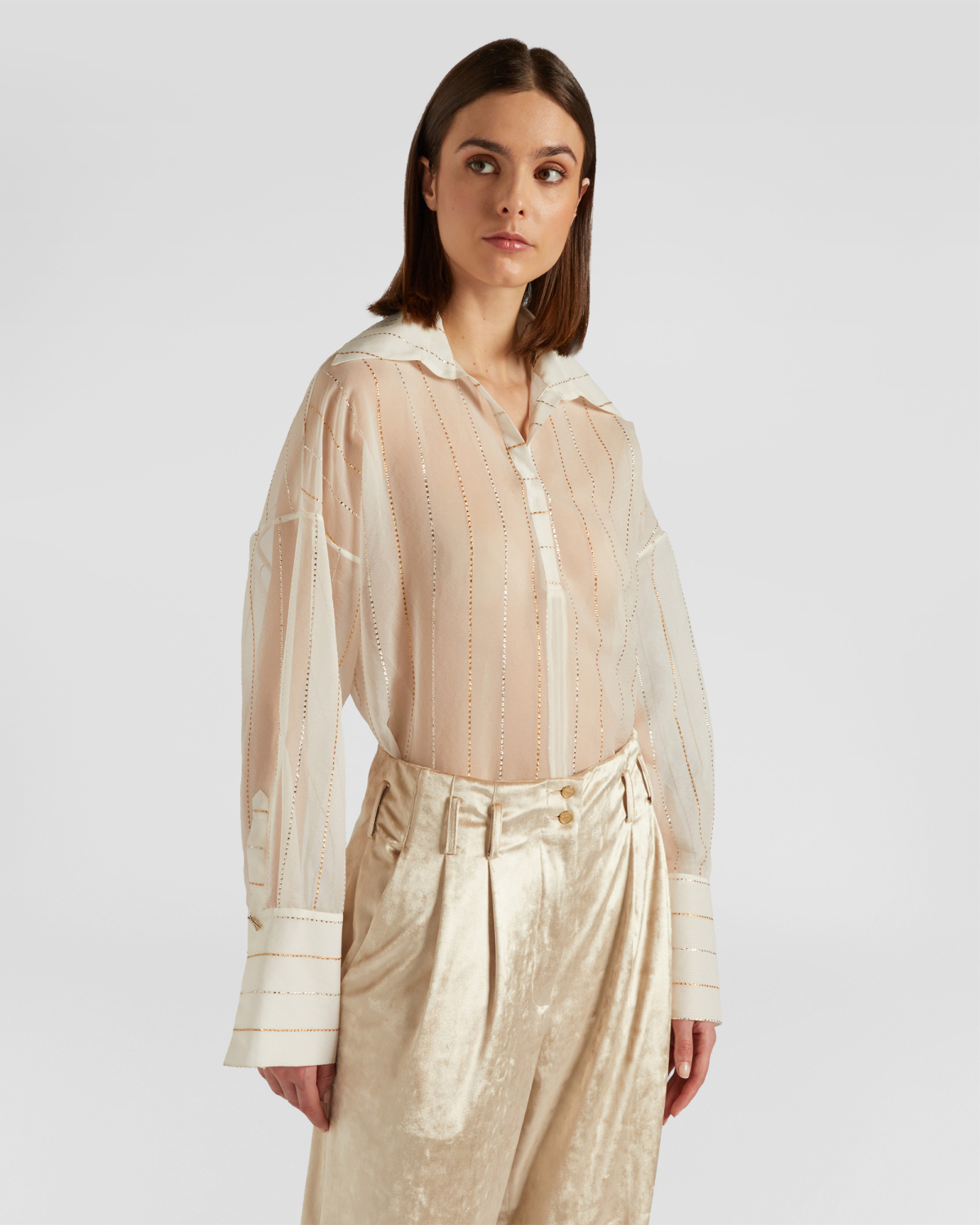 Long silk-blend shirt | Fall Winter 2025 | Genny