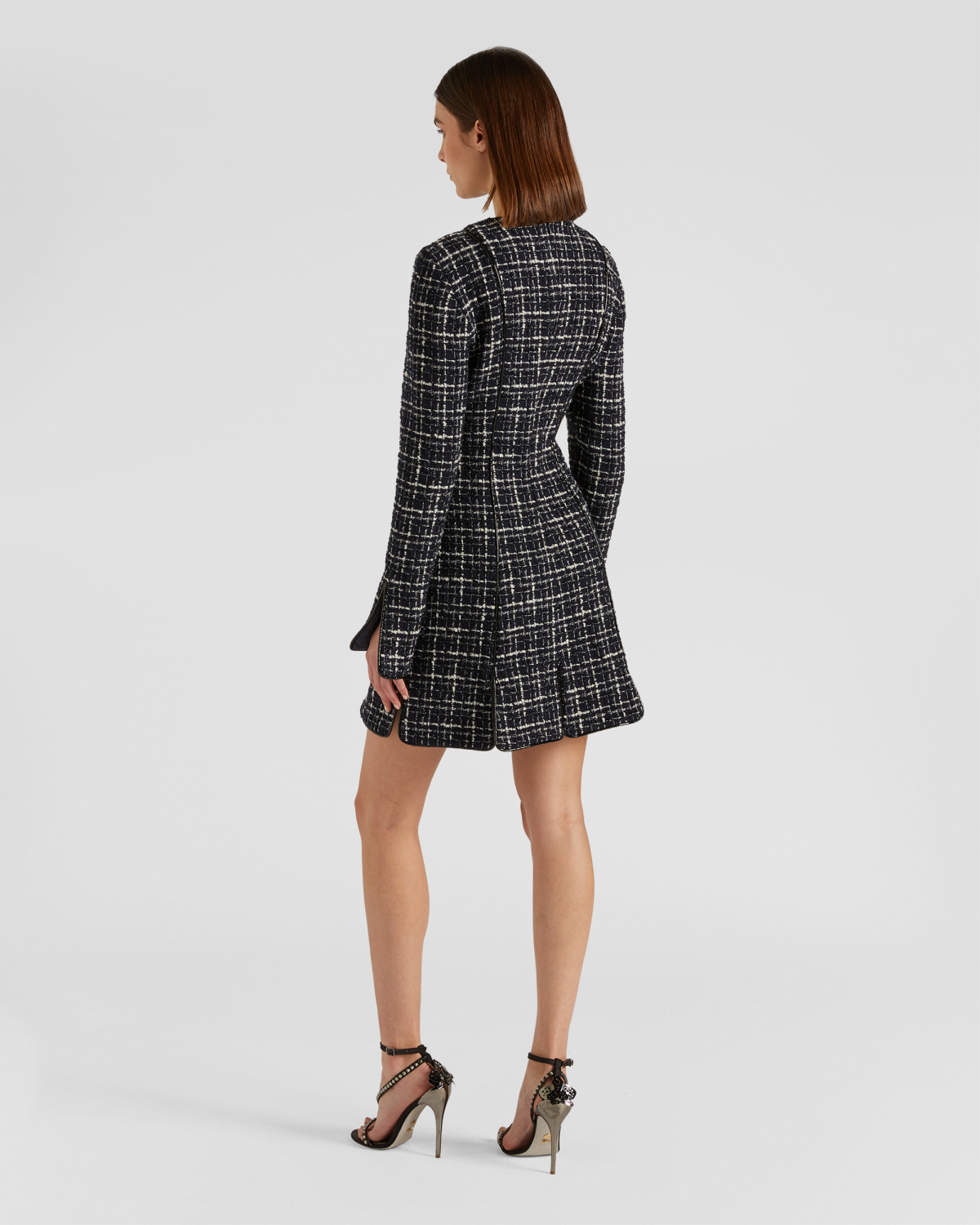 Plaid laminated tweed wool dress | Fall Winter 2025 | Genny