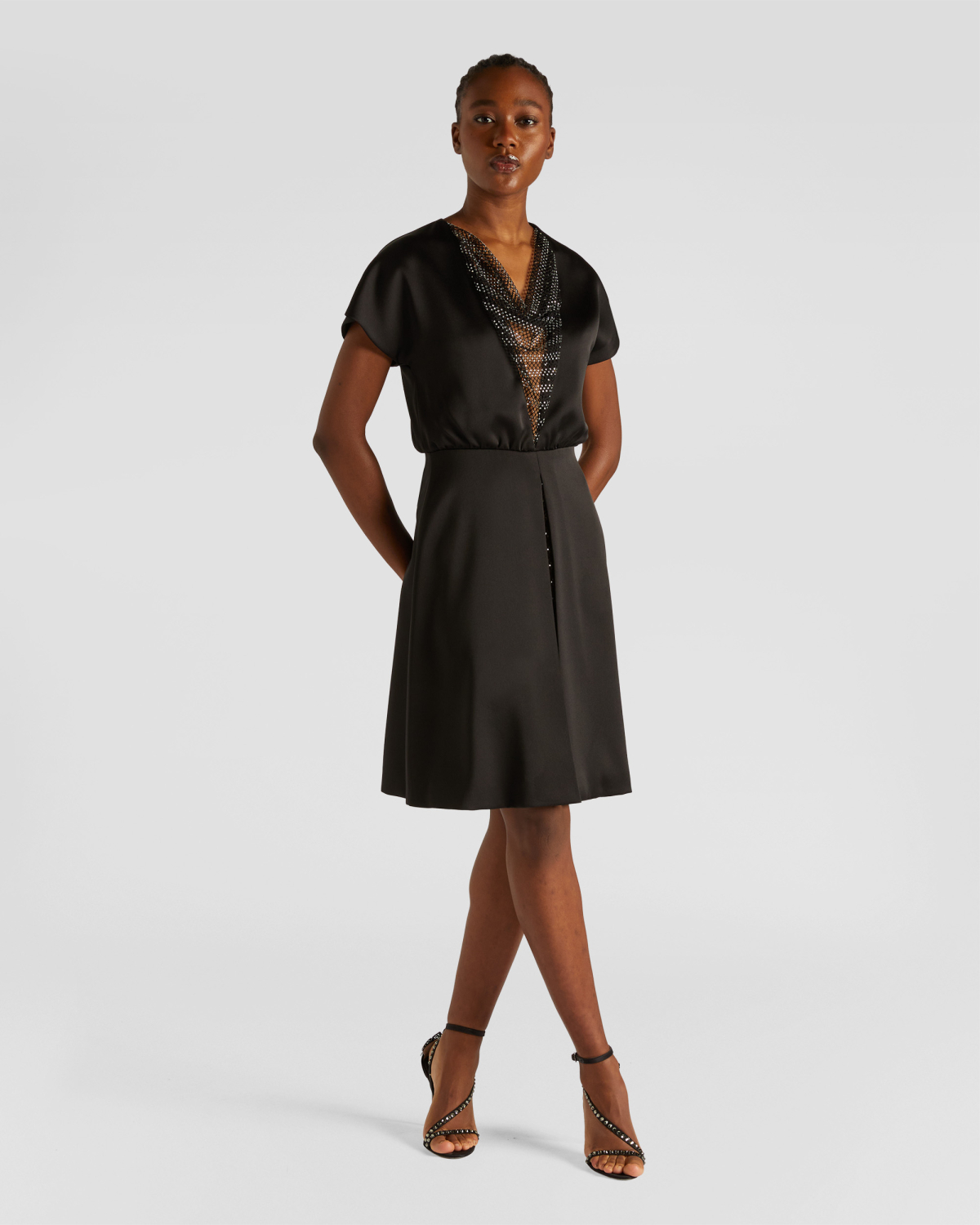 Dress with rhinestone mesh insert | Fall Winter 2025, Strass | Genny