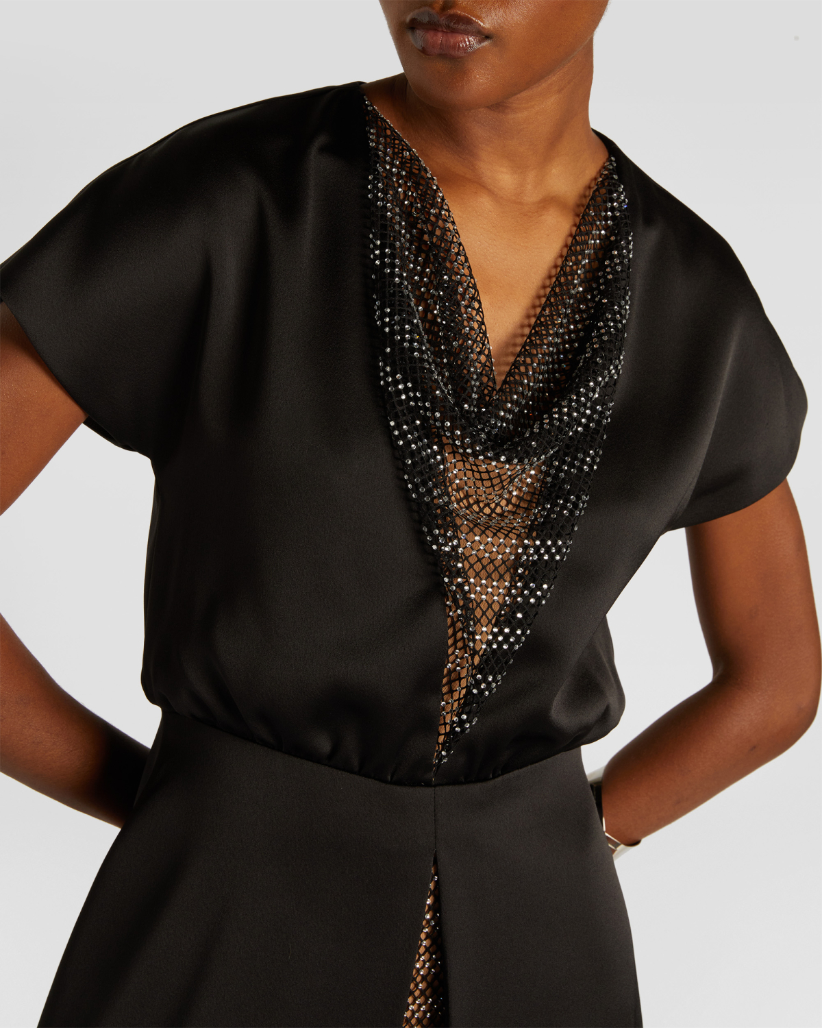 Dress with rhinestone mesh insert | Fall Winter 2025, Strass | Genny