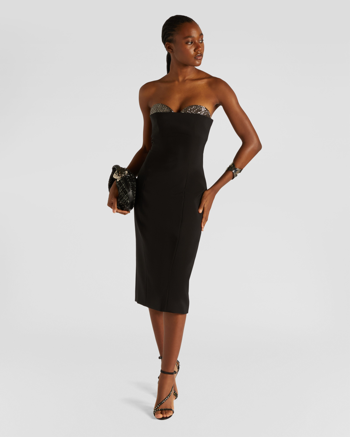 Dress with rhinestone-embroidered cups | Fall Winter 2025, Strass | Genny