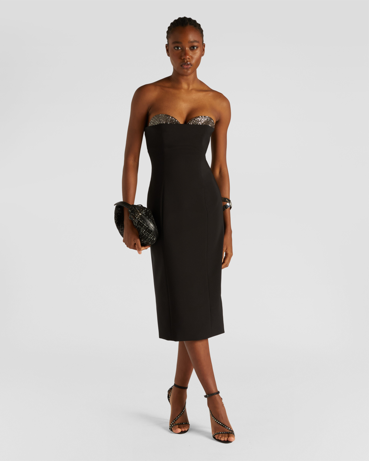 Dress with rhinestone-embroidered cups | Fall Winter 2025, Strass | Genny