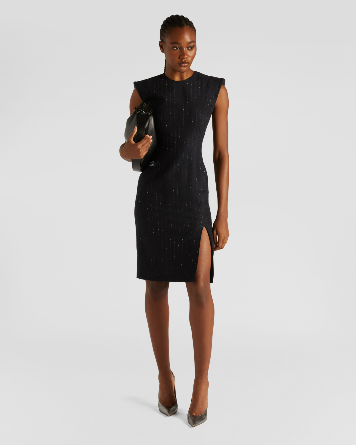 Pinstripe wool-blend mini dress | Fall Winter 2025 | Genny