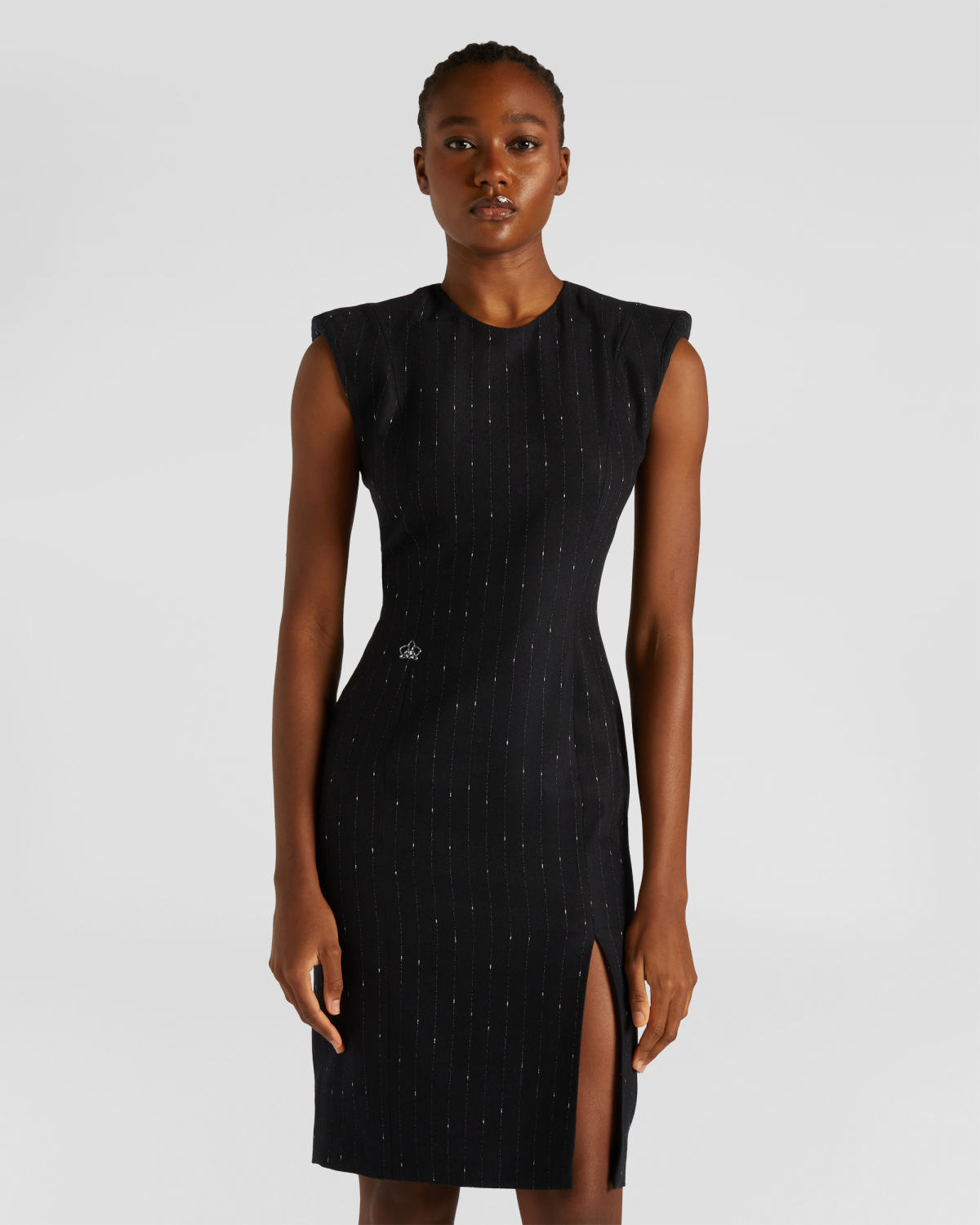 Pinstripe wool-blend mini dress | Fall Winter 2025 | Genny