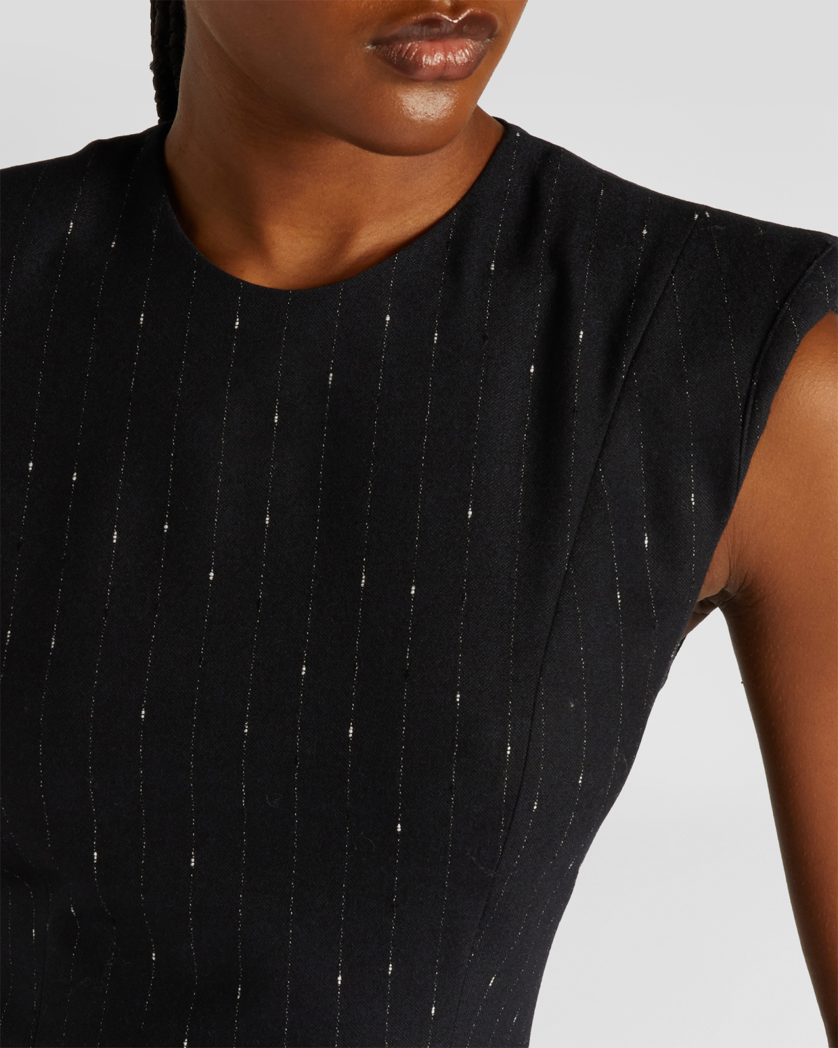Pinstripe wool-blend mini dress | Fall Winter 2025 | Genny