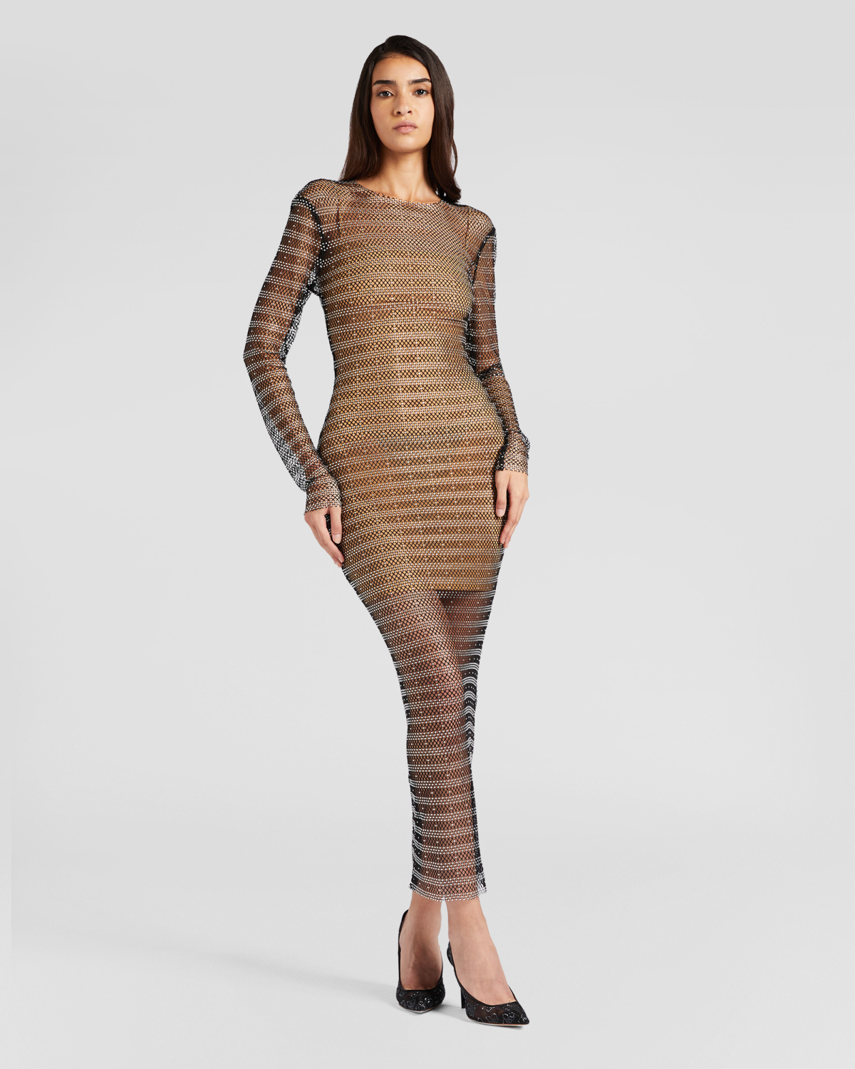 Striped mesh rhinestone dress | Dresses & Jumpsuits | Genny