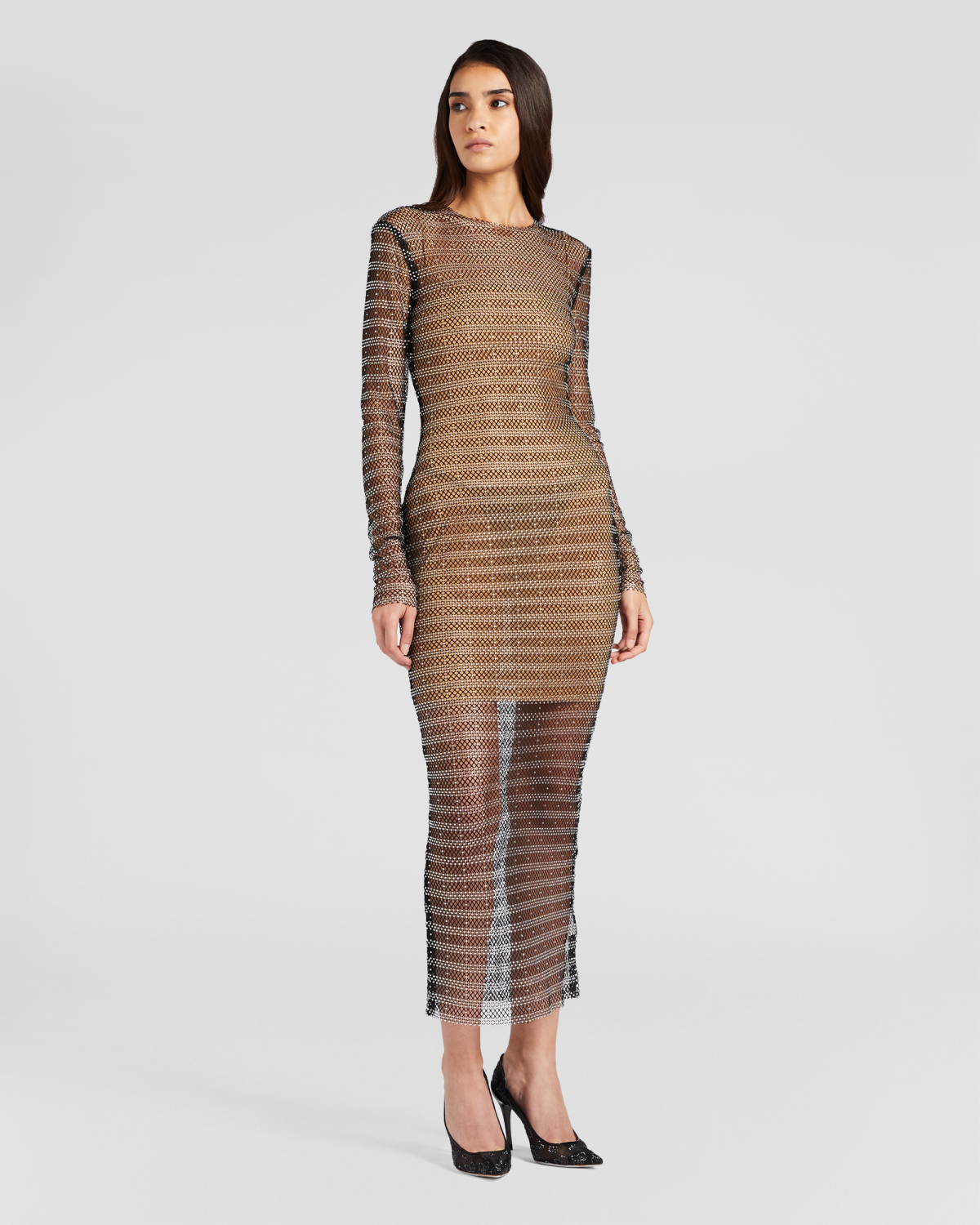 Striped mesh rhinestone dress | Dresses & Jumpsuits | Genny