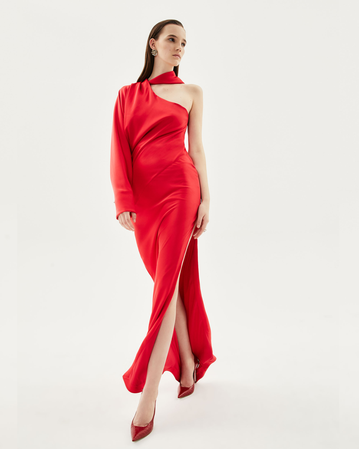 One-shoulder satin evening dress | Fall Winter 2025 | Genny