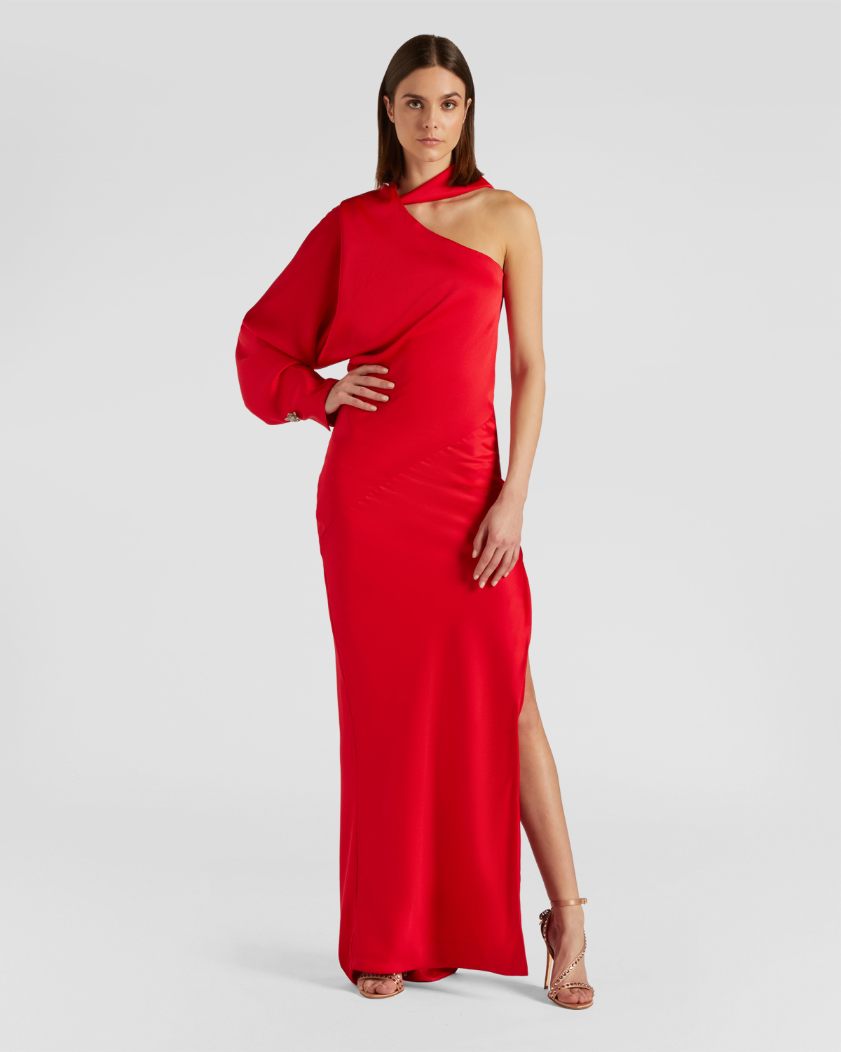 One-shoulder satin evening dress | Fall Winter 2025 | Genny