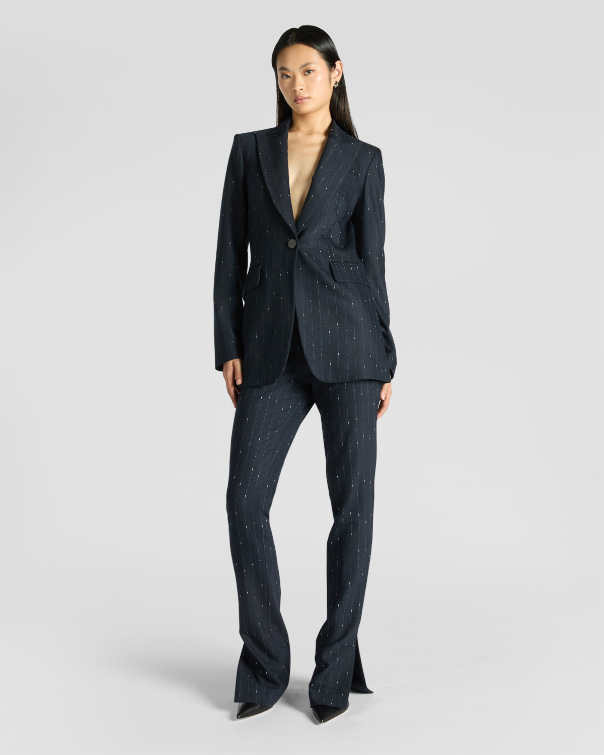 Pinstripe wool-blend jacket | Fall Winter 2025 | Genny