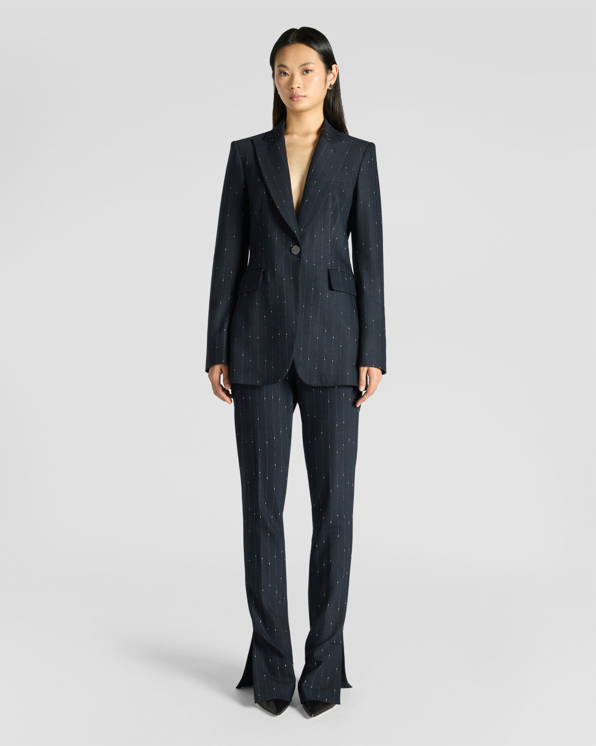 Pinstripe wool-blend jacket | Fall Winter 2025 | Genny
