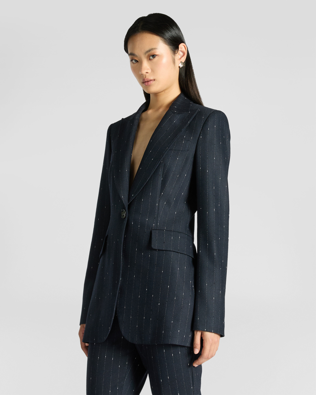 Pinstripe wool-blend jacket | Fall Winter 2025 | Genny