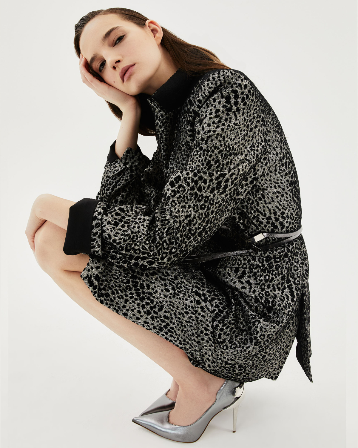 Double-breasted animalier lurex coat | Fall Winter 2025 | Genny
