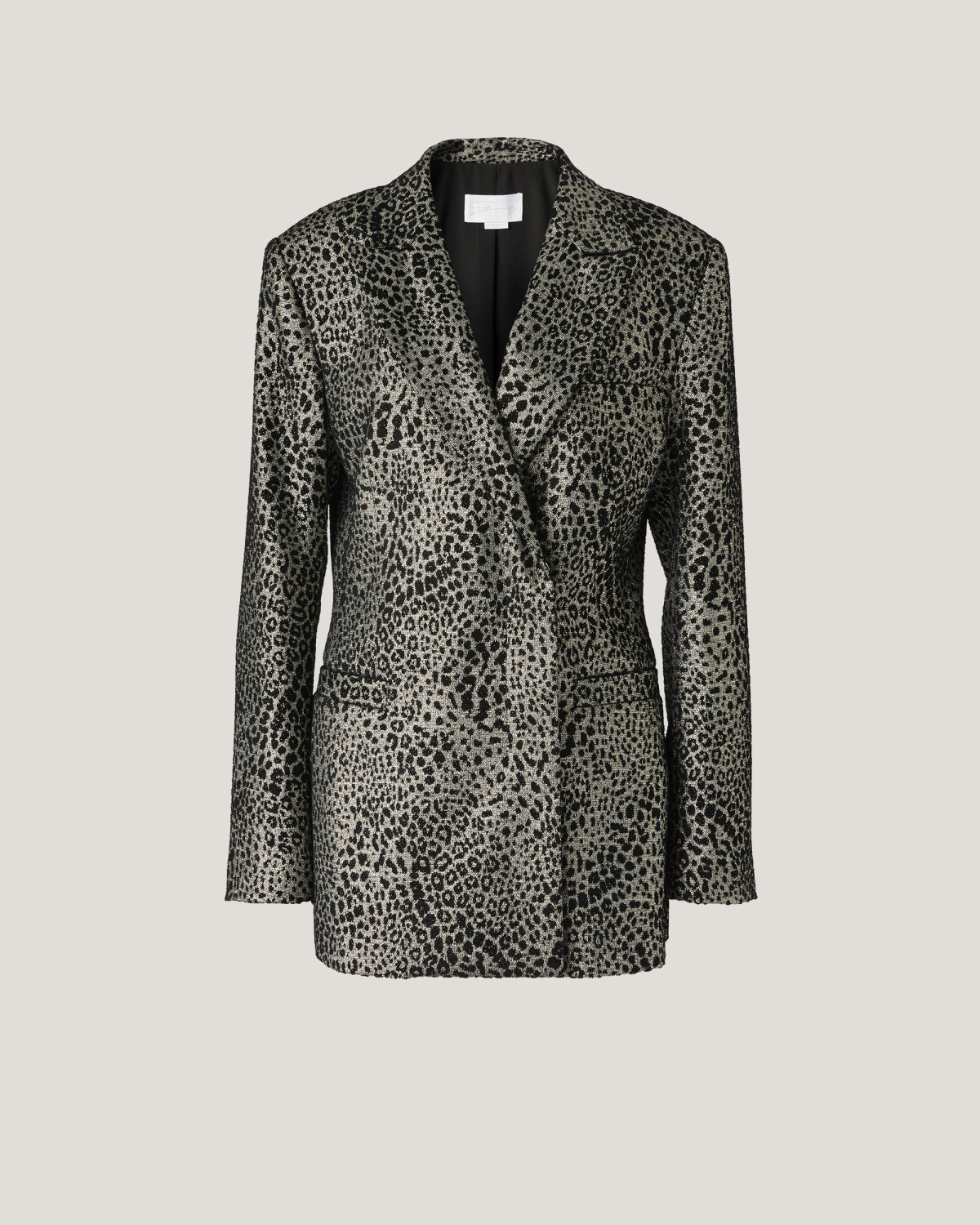 Double-breasted animalier lurex coat | Fall Winter 2025 | Genny