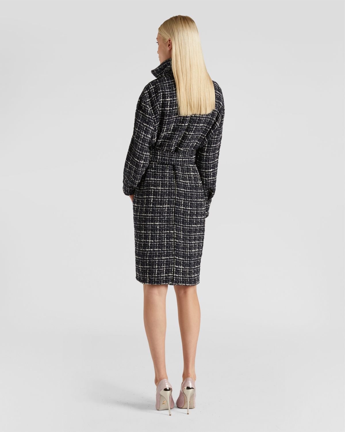 Double-breasted tweed laminated wool coat | Fall Winter 2025 | Genny
