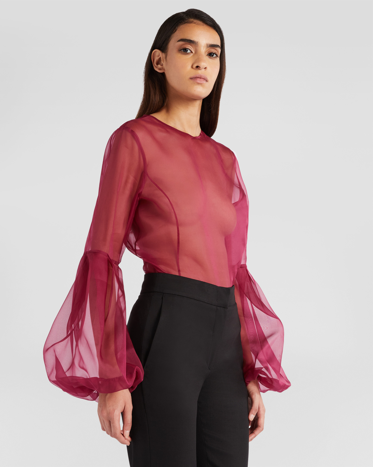 Silk top with balloon sleeves | Fall Winter 2025, Tops & Blouses, Blouses | Genny