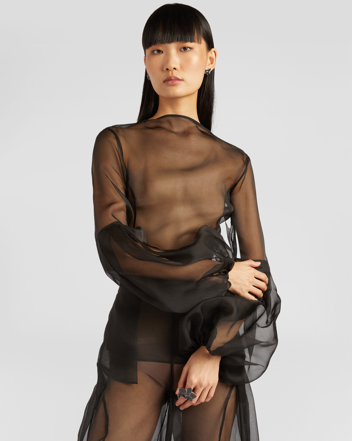 Silk top with balloon sleeves | Fall Winter 2025, Tops & Blouses, Blouses | Genny