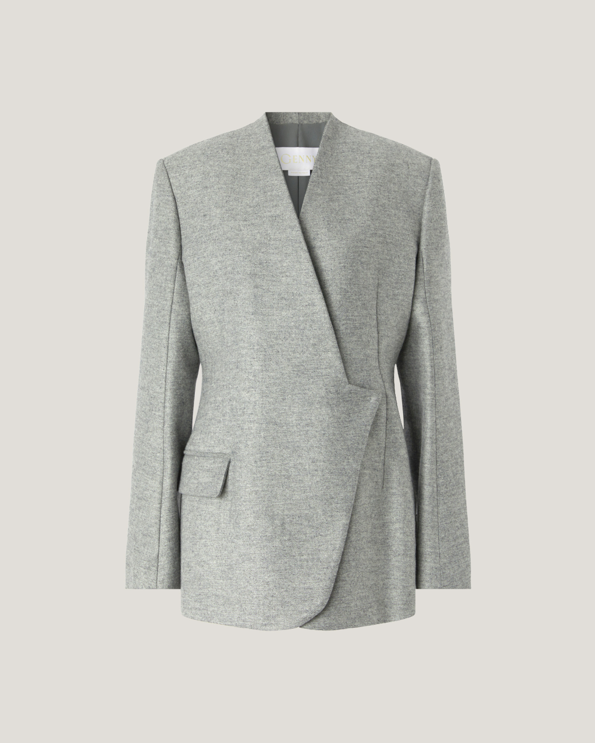 Long asymmetric wool jacket | Fall Winter 2025 | Genny
