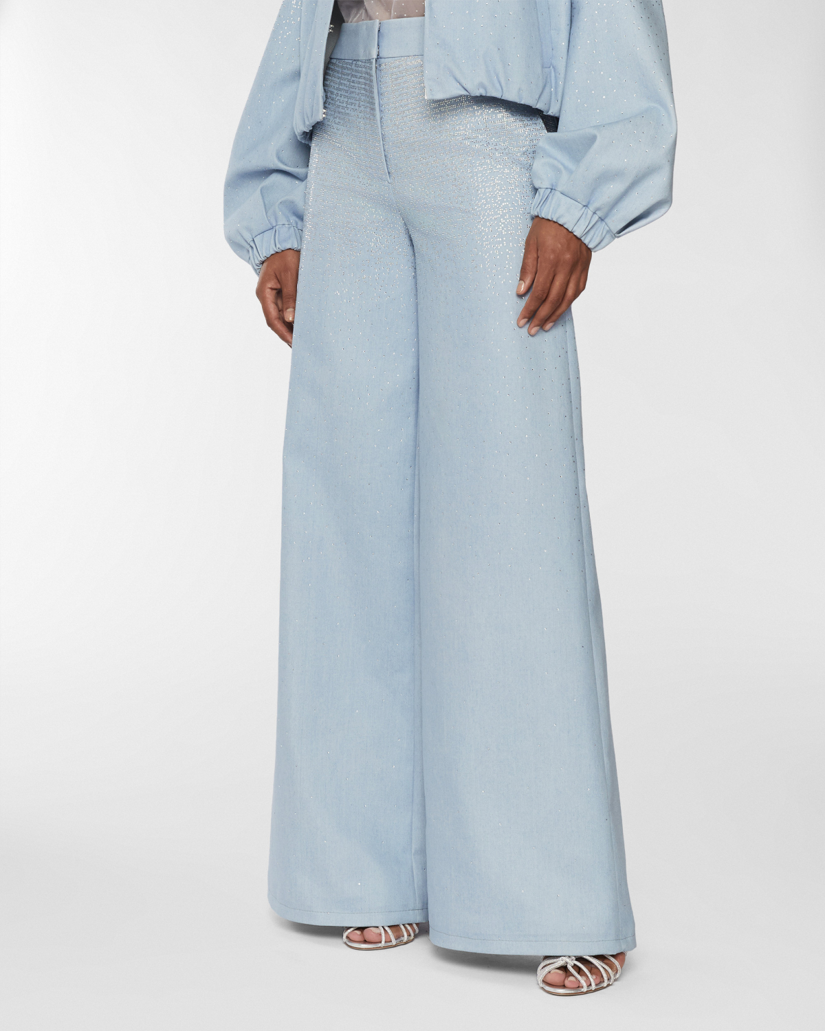 Crystal detail denim pants | Resort 2025 Collection, Spring Summer 2025, Skirts & Trousers, Trousers, Formal Suit, Ready to Wear, Highlights, Private sale, Mid season sale -30%, Sale- mid season | Genny