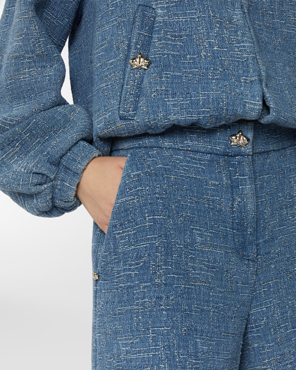 Denim jacquard shorts | Resort 2025 Collection, Skirts & Trousers, Shorts, Spring Summer 2025, Beachwear, Ready to Wear, Highlights, Private sale, Mid season sale-20%, Sale- mid season | Genny
