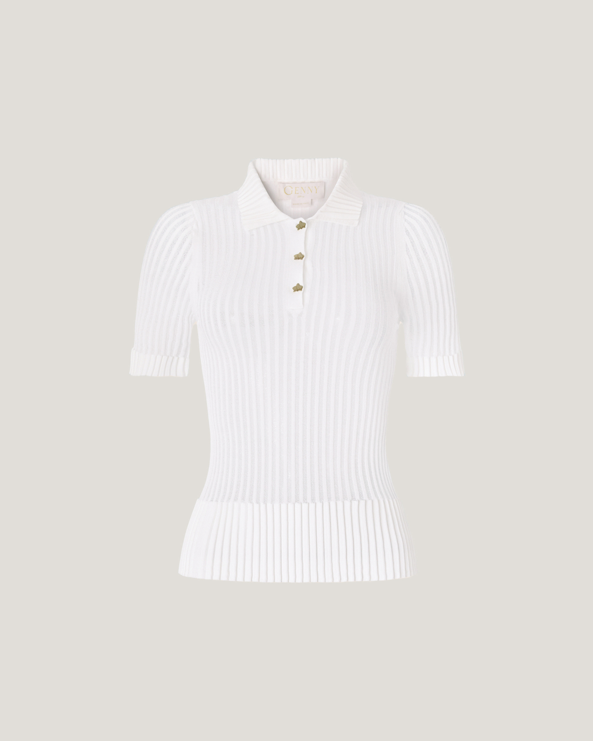 Viscose polo shirt with pleated details | Resort 2025 Collection, Spring Summer 2025, Knitwear, Mother’s Day Gifts, Ready to Wear, Highlights, Private sale, Mid season sale-20%, Sale- mid season | Genny