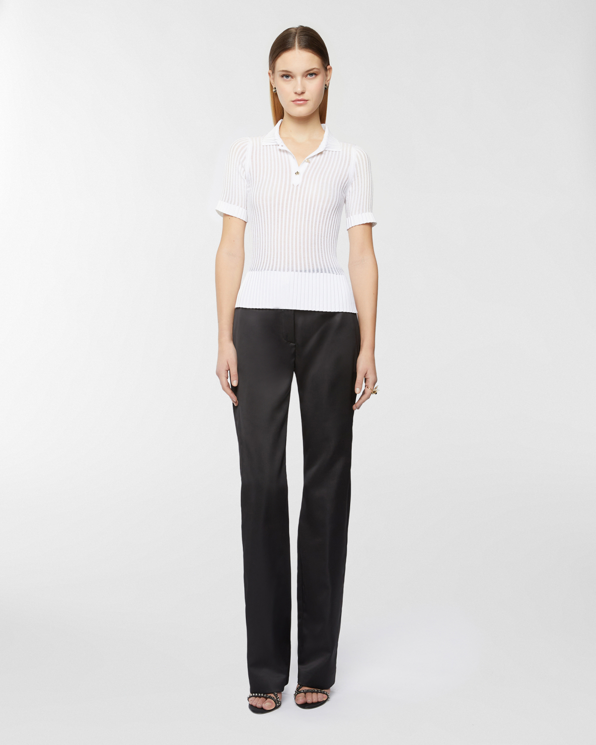 Viscose polo shirt with pleated details | Resort 2025 Collection, Spring Summer 2025, Knitwear, Mother’s Day Gifts, Ready to Wear, Highlights, Private sale, Mid season sale-20%, Sale- mid season | Genny