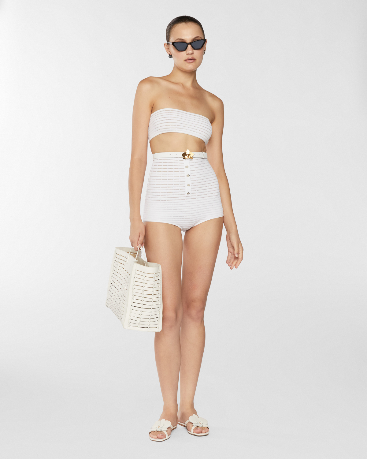 Blockchain shorts with Orchids | Resort 2025 Collection, Knitwear, Skirts & Trousers, Shorts, Spring Summer 2025, Ready to Wear, Highlights, Private sale, Mid season sale-20%, Sale- mid season | Genny