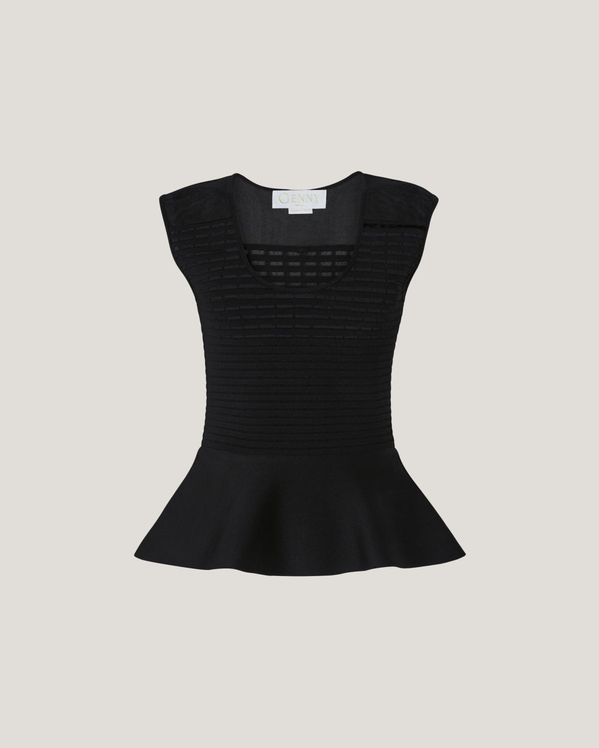 Blockchain top with godet ruffle | Tops & Blouses, Resort 2025 Collection, Knitted tops, Spring Summer 2025, Ready to Wear, Highlights, Private sale, Mid season sale -30%, Sale- mid season | Genny