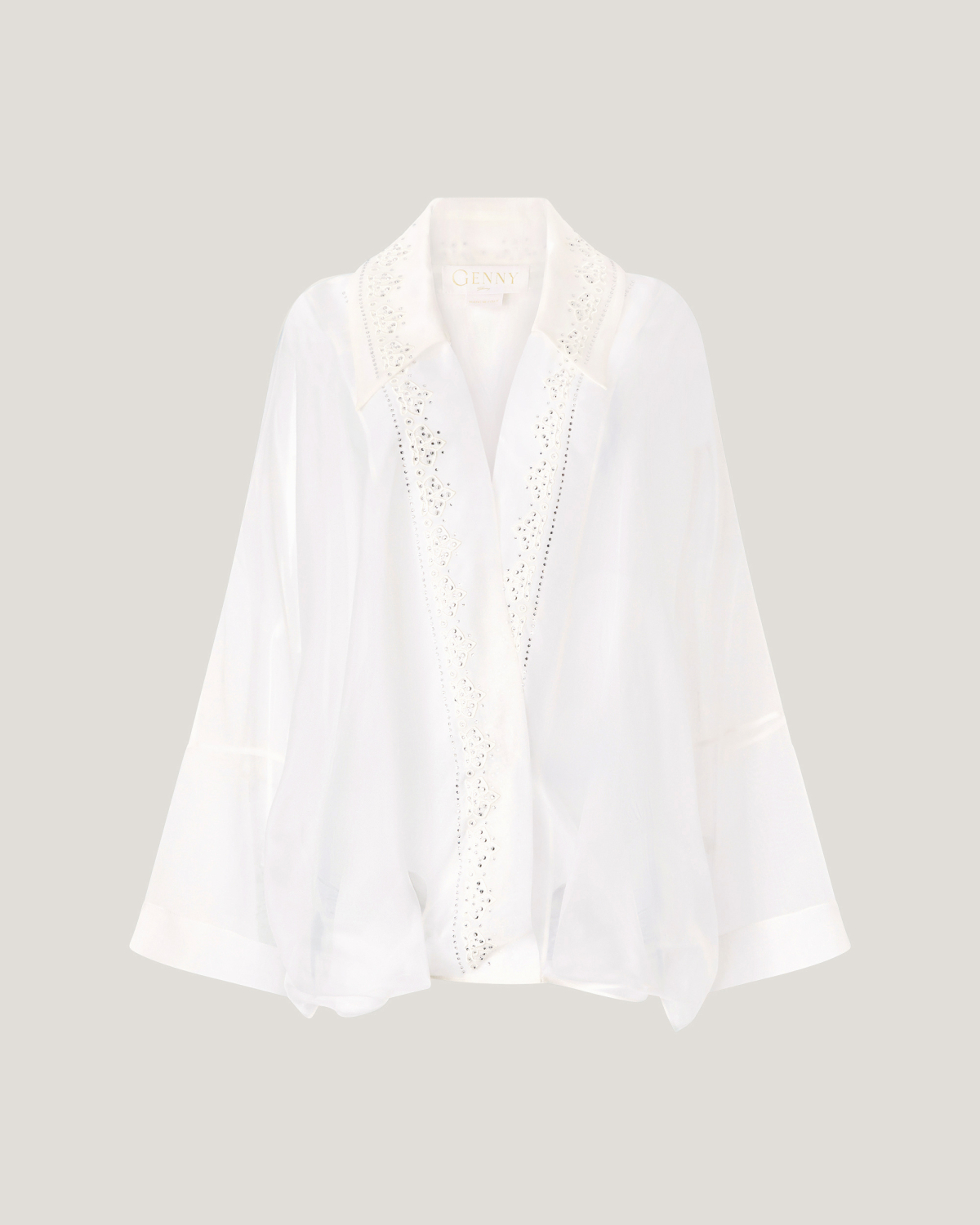 Silk kimono-style shirt | Spring Summer 2025, Tops & Blouses, Resort 2025 Collection, Shirts, Ceremony Outfit, Formal Suit, Mother’s Day Gifts, Ready to Wear, Highlights, Private sale | Genny