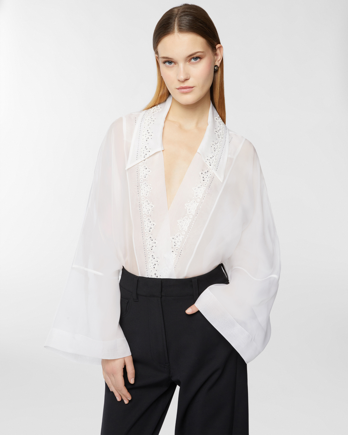 Silk kimono-style shirt | Spring Summer 2025, Tops & Blouses, Resort 2025 Collection, Shirts, Ceremony Outfit, Formal Suit, Mother’s Day Gifts, Ready to Wear, Highlights, Private sale | Genny