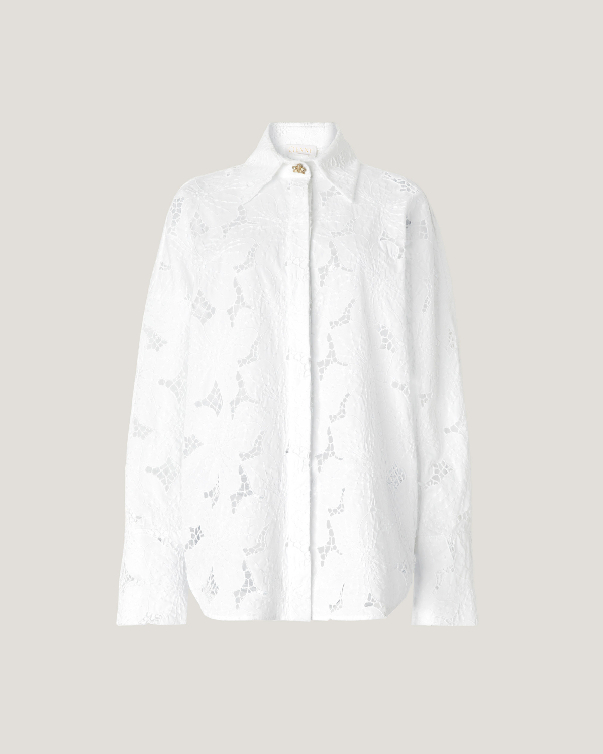 Shirt with Orchids embroidery | Resort 2025 Collection, Tops & Blouses, Shirts, Spring Summer 2025, Ceremony Outfit, Formal Suit, Mother’s Day Gifts, Ready to Wear, Highlights, Private sale, Mid season sale-20%, Sale- mid season | Genny