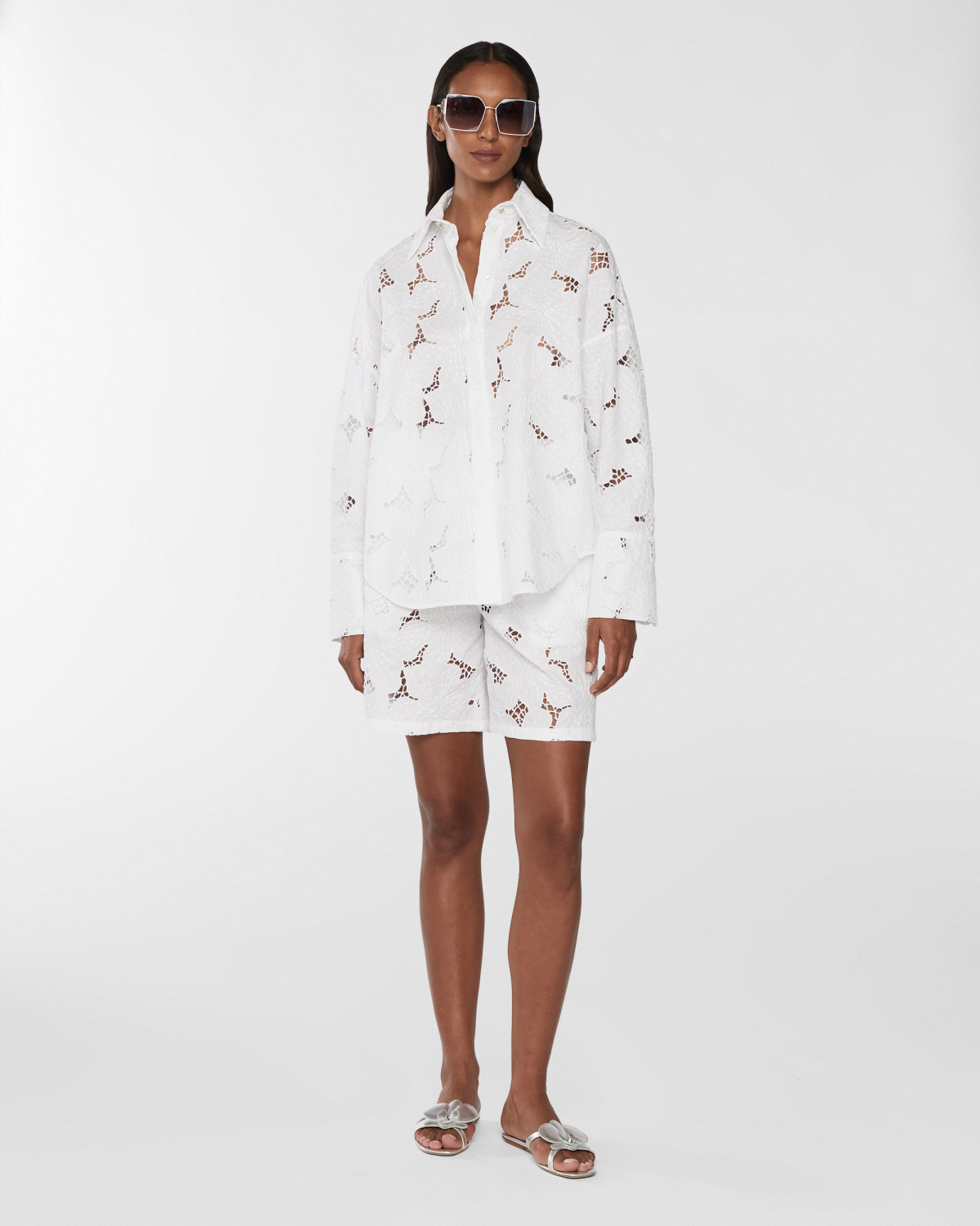 Shirt with Orchids embroidery | Resort 2025 Collection, Tops & Blouses, Shirts, Spring Summer 2025, Ceremony Outfit, Formal Suit, Mother’s Day Gifts, Ready to Wear, Highlights, Private sale, Mid season sale-20%, Sale- mid season | Genny