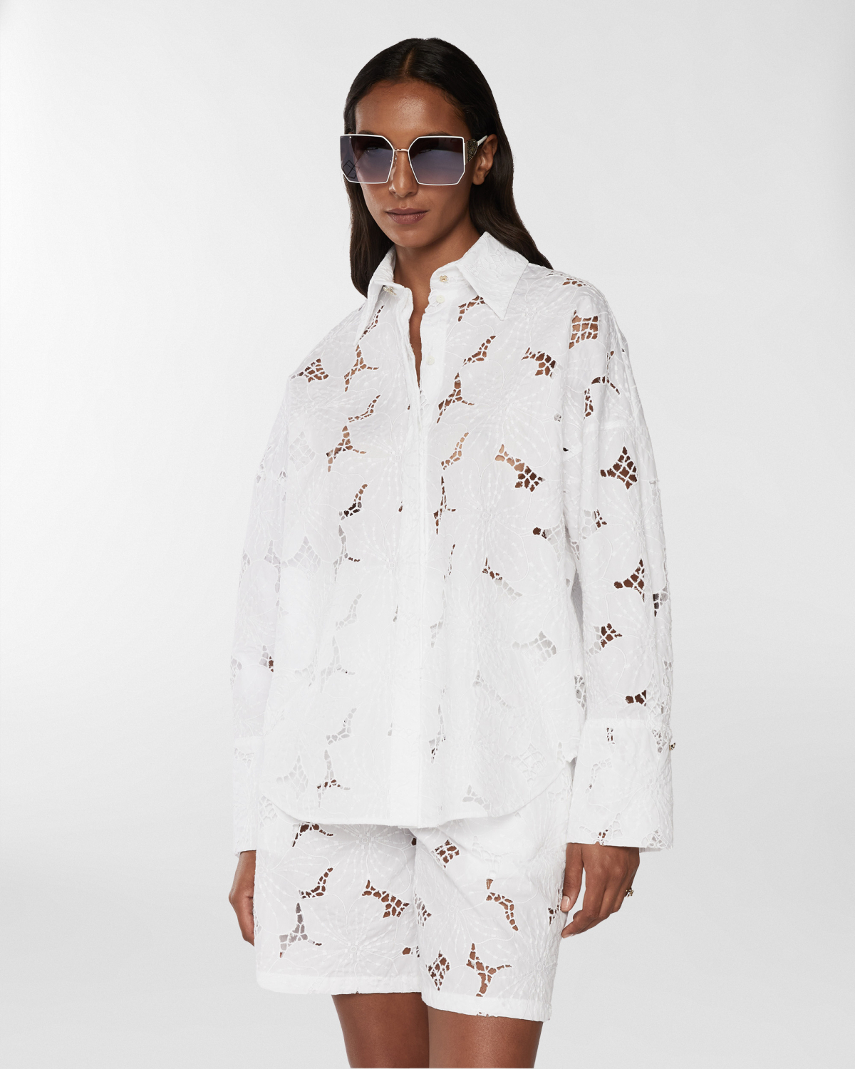 Shirt with Orchids embroidery | Resort 2025 Collection, Tops & Blouses, Shirts, Spring Summer 2025, Ceremony Outfit, Formal Suit, Mother’s Day Gifts, Ready to Wear, Highlights, Private sale, Mid season sale-20%, Sale- mid season | Genny