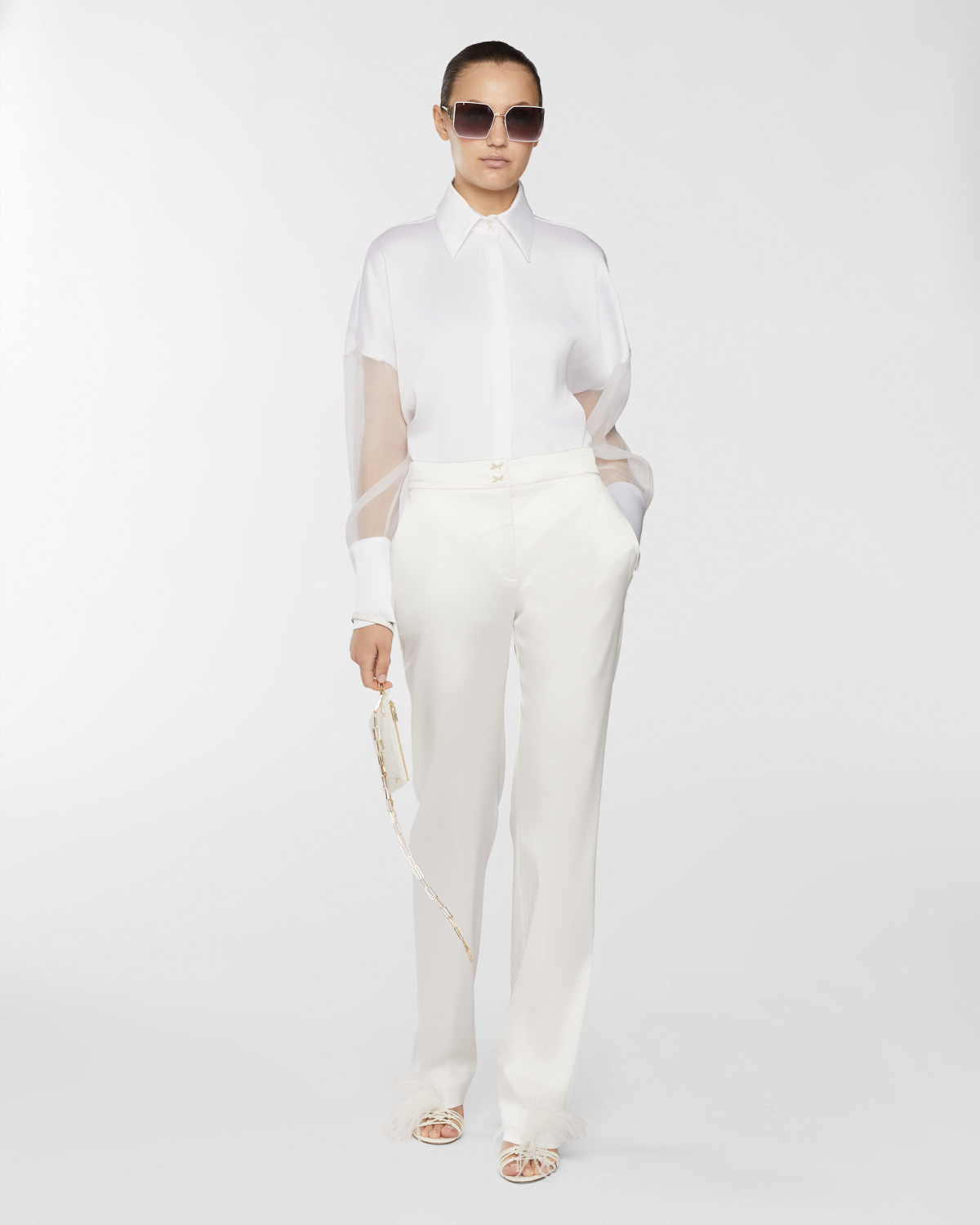 Long-sleeve satin shirt | Resort 2025 Collection, Tops & Blouses, Shirts, Spring Summer 2025, Formal Suit, Ready to Wear, New Arrivals, Private sale, Private sale, Sale- mid season | Genny