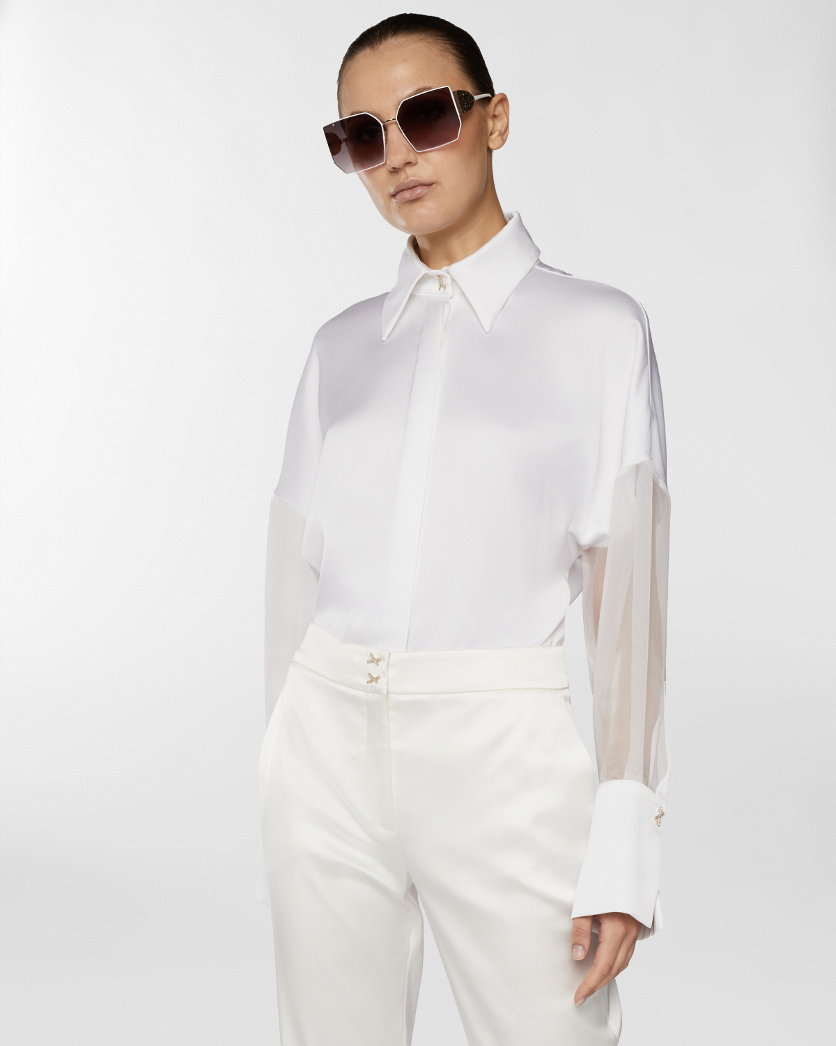 Long-sleeve satin shirt | Resort 2025 Collection, Tops & Blouses, Shirts, Spring Summer 2025, Formal Suit, Ready to Wear, New Arrivals, Private sale, Private sale, Sale- mid season | Genny