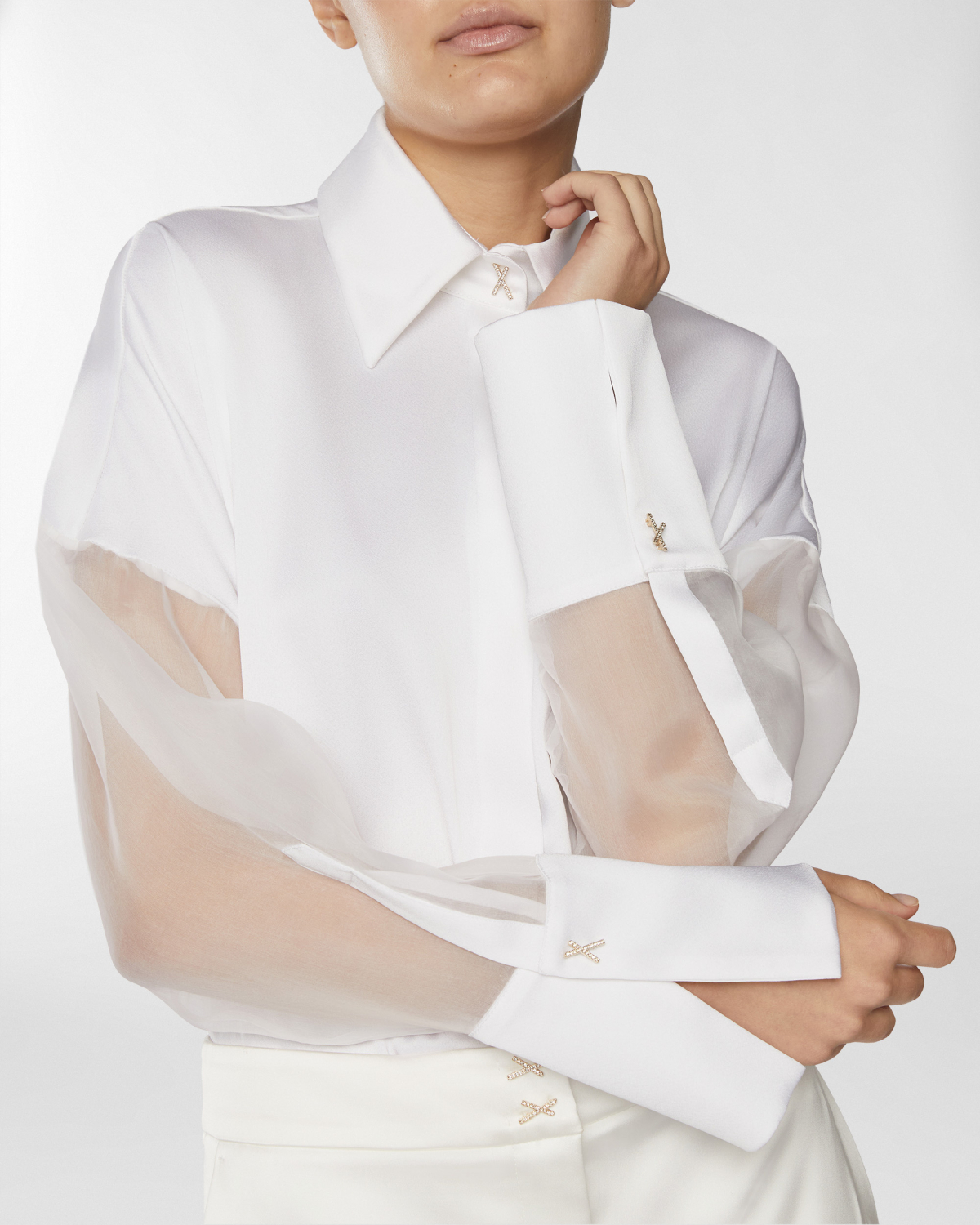 Long-sleeve satin shirt | Resort 2025 Collection, Tops & Blouses, Shirts, Spring Summer 2025, Formal Suit, Ready to Wear, New Arrivals, Private sale, Private sale, Sale- mid season | Genny