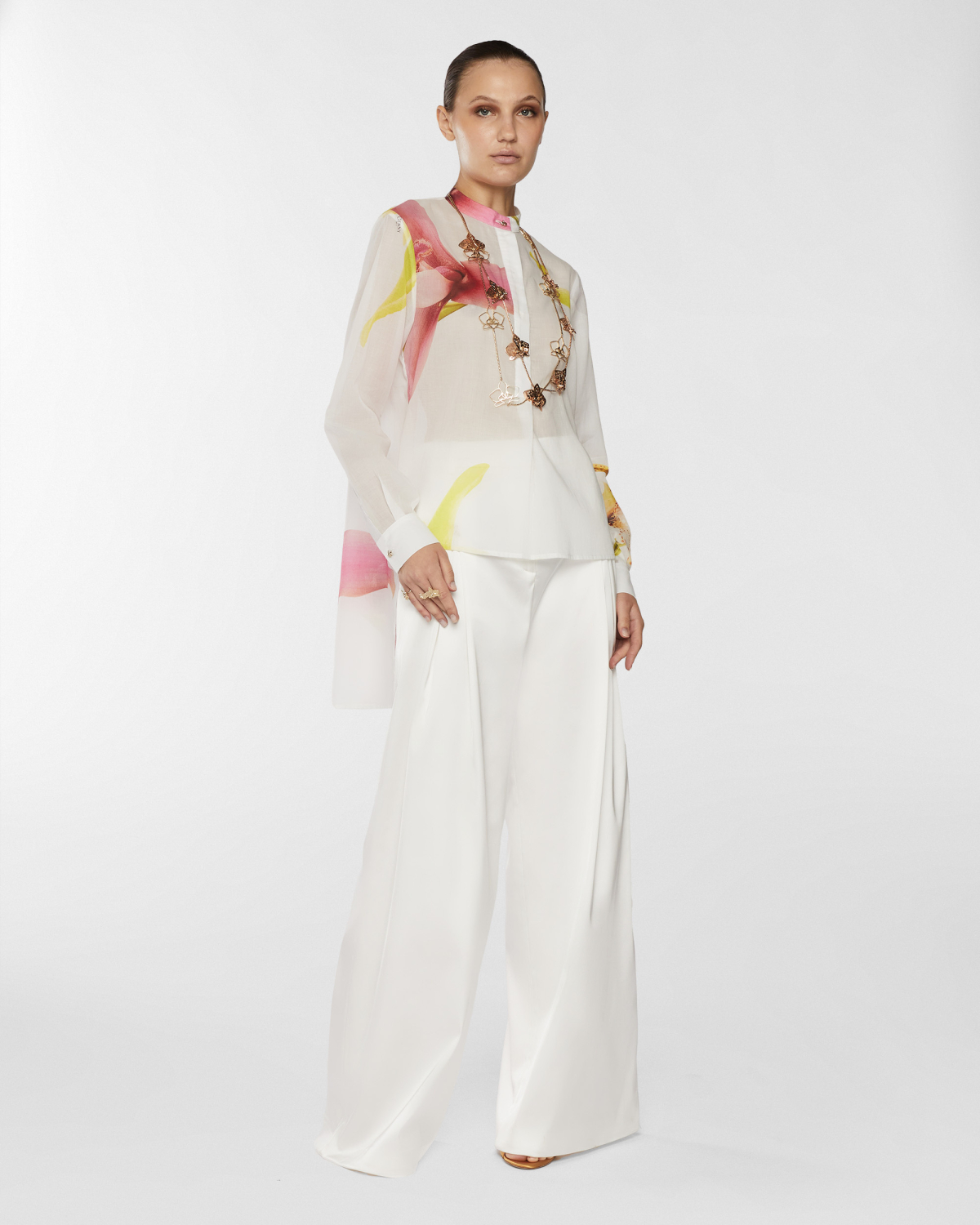 Orchids print blouse | Resort 2025 Collection, Blouses, Tops & Blouses, Spring Summer 2025, Formal Suit, Ready to Wear, Highlights, Private sale, Mid season sale-20% | Genny